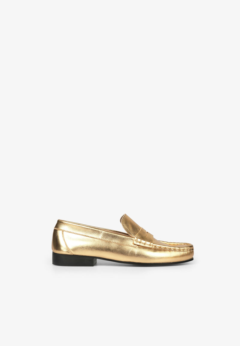 METALLIC LEATHER LOAFERS