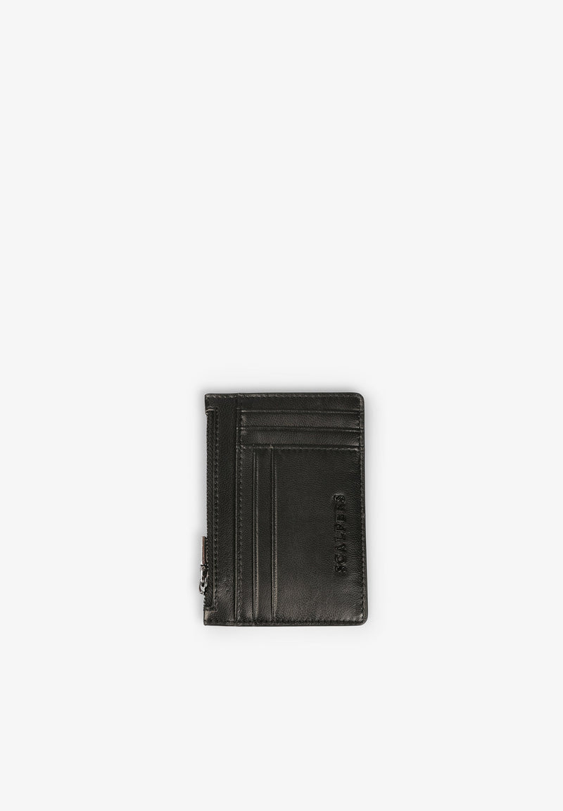 ZIPPED LEATHER CARD HOLDER