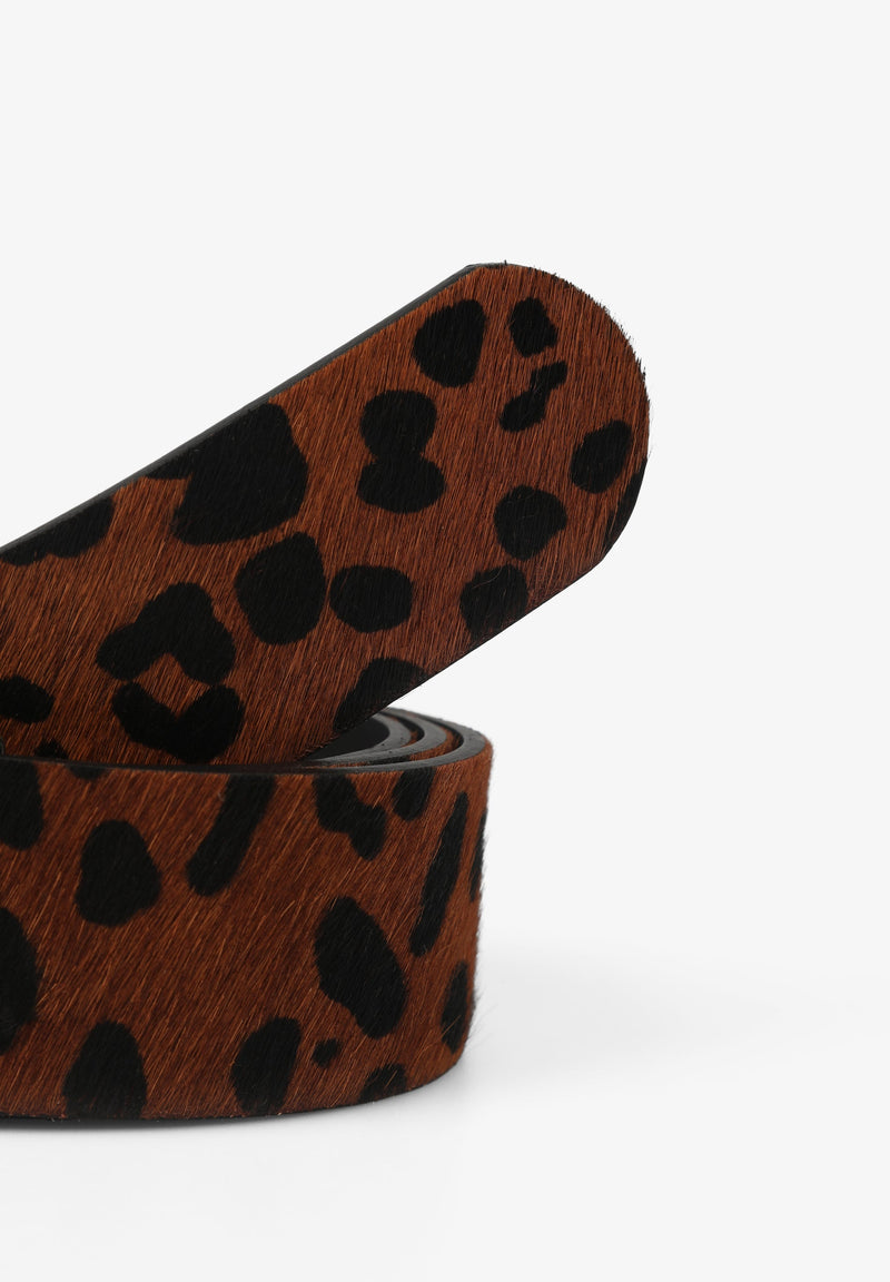 ANIMAL PRINT FUR BELT