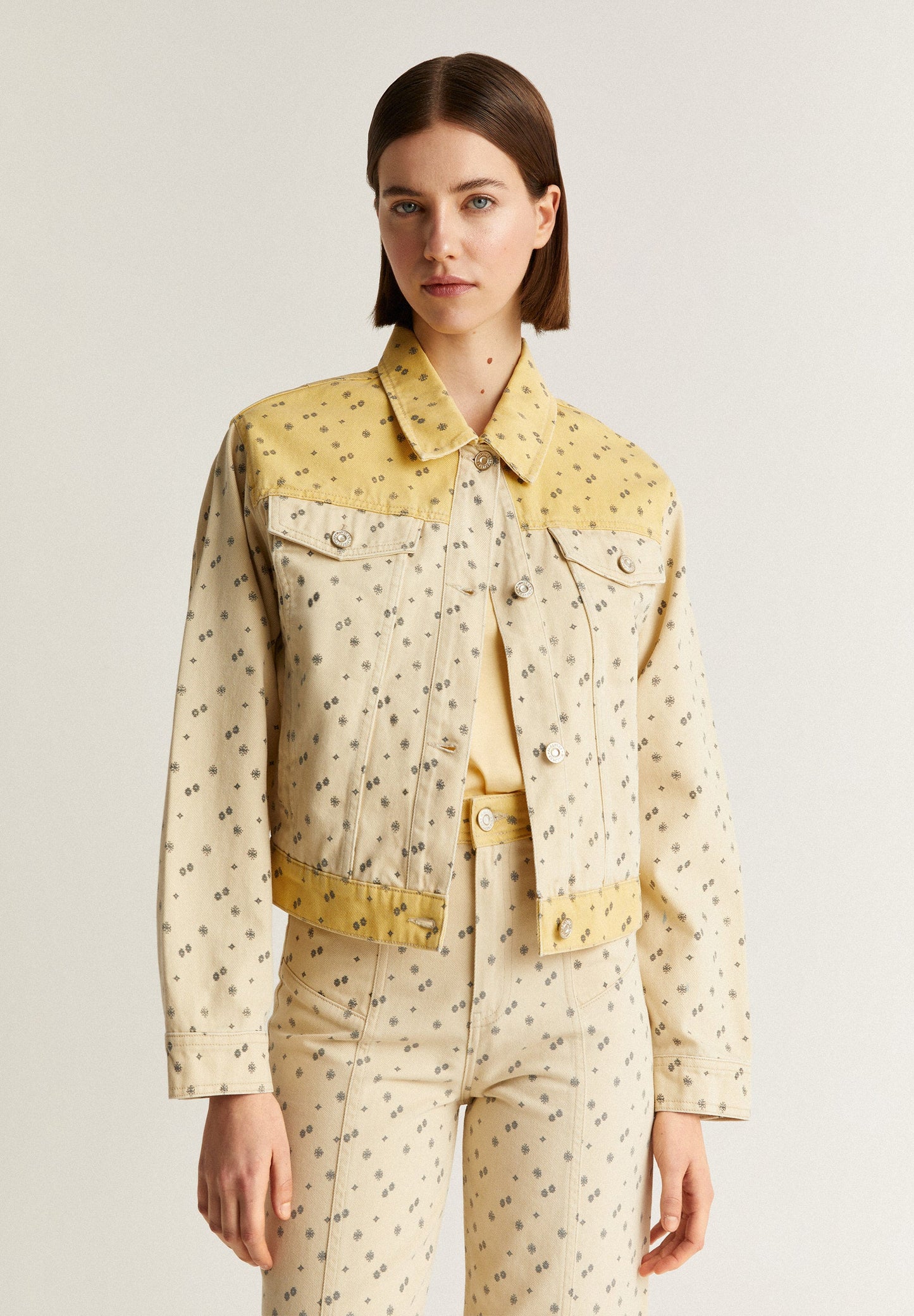 DENIM JACKET WITH ETHNIC MOTIFS