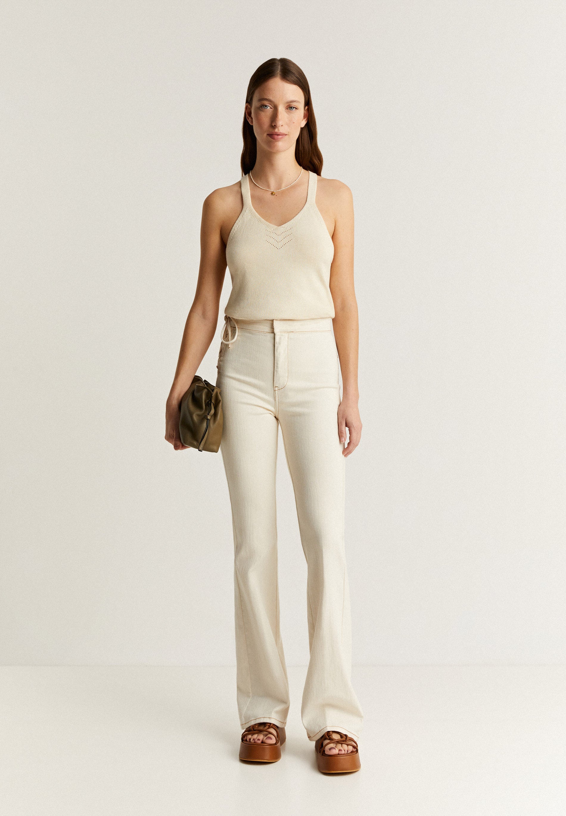 BOOTCUT JEANS WITH DRAWSTRING DETAIL