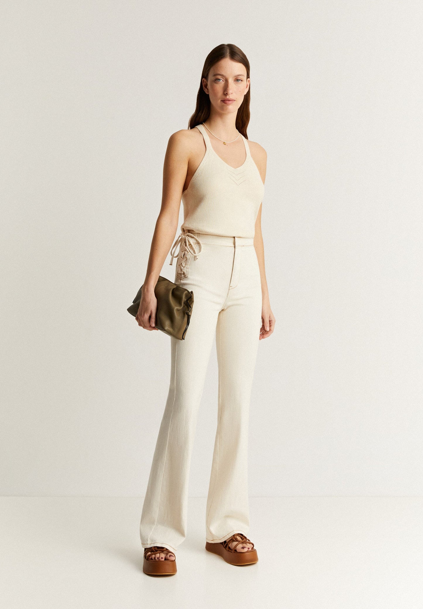 BOOTCUT JEANS WITH DRAWSTRING DETAIL