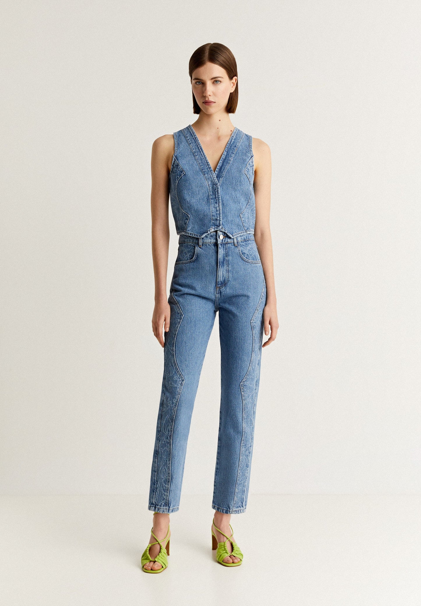 TEXTURED DENIM GILET