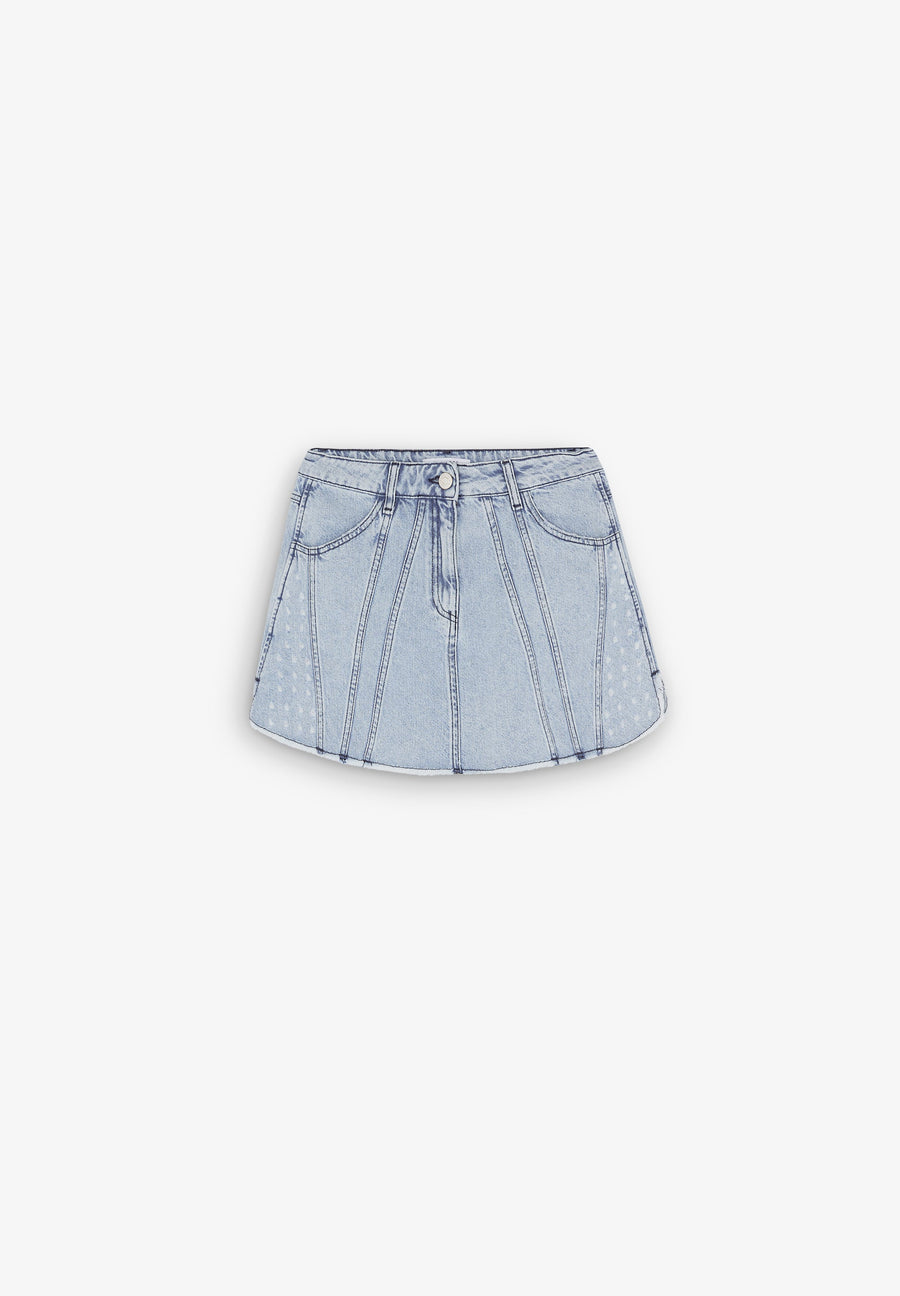 DENIM MINI SKIRT WITH FADED EFFECT