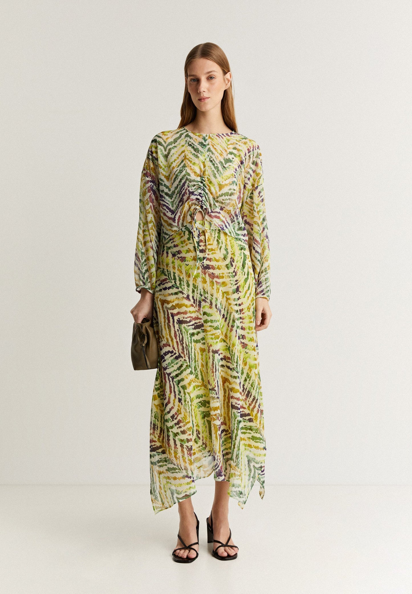 ZEBRA PRINT BLOUSE WITH GATHERING ON FRONT