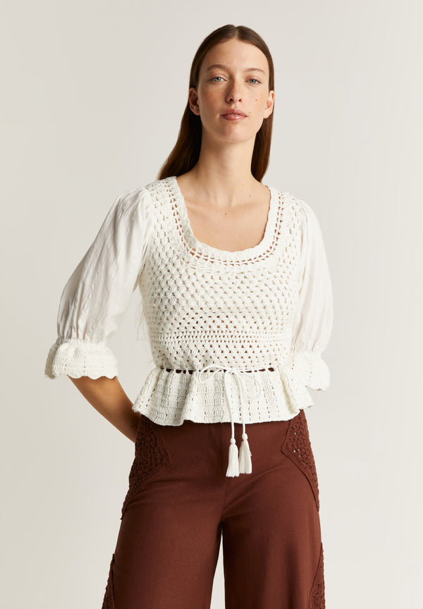 BLOUSE WITH CROCHET DETAILS