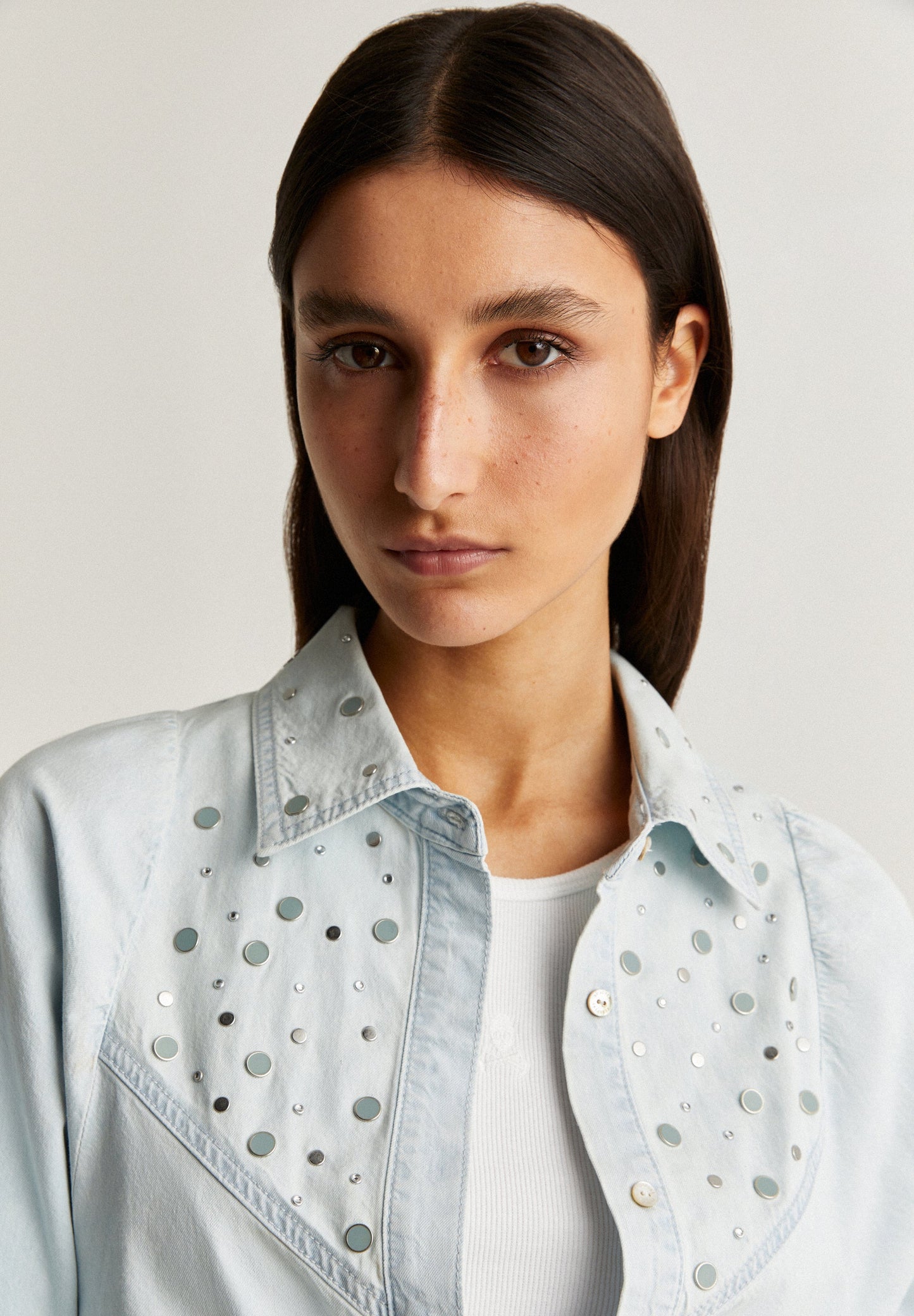 DENIM SHIRT WITH STUDS