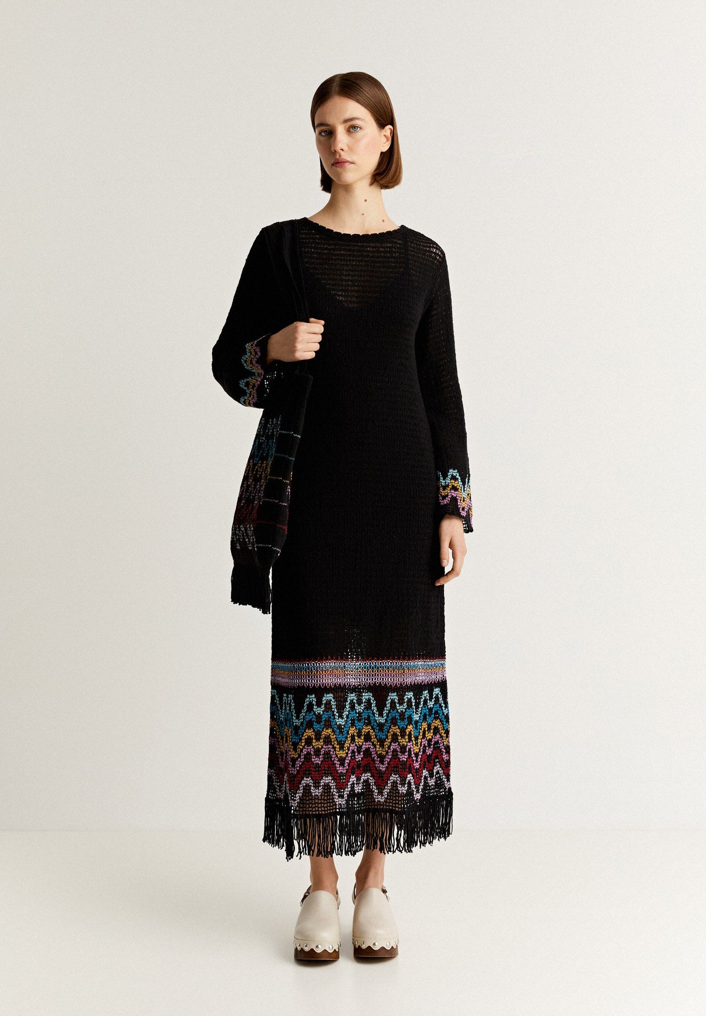 CROCHET DRESS WITH FRINGE DETAIL