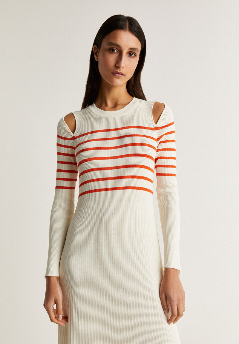 RIBBED KNIT DRESS WITH SLITS