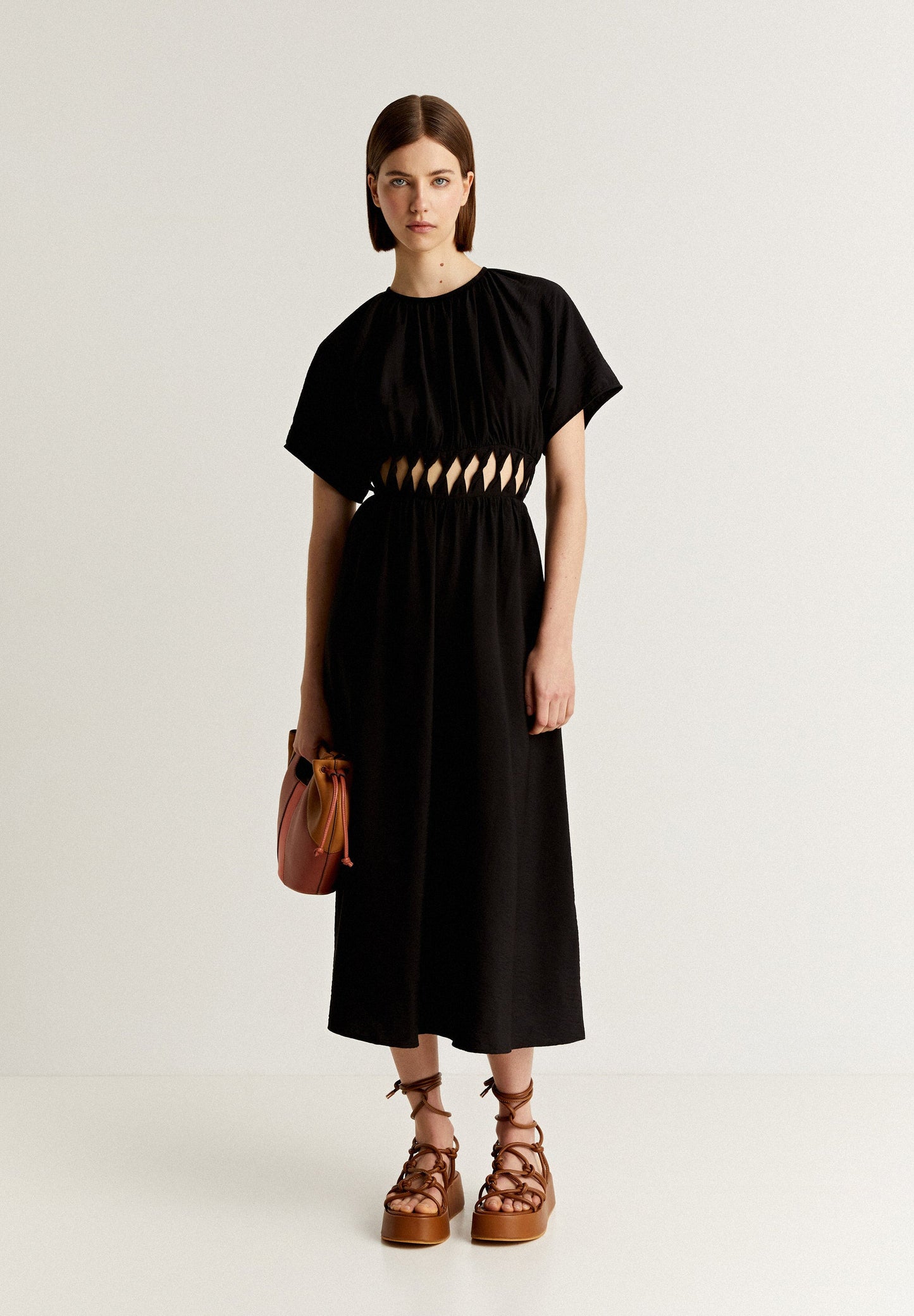 MIDI DRESS WITH WAIST OPENING