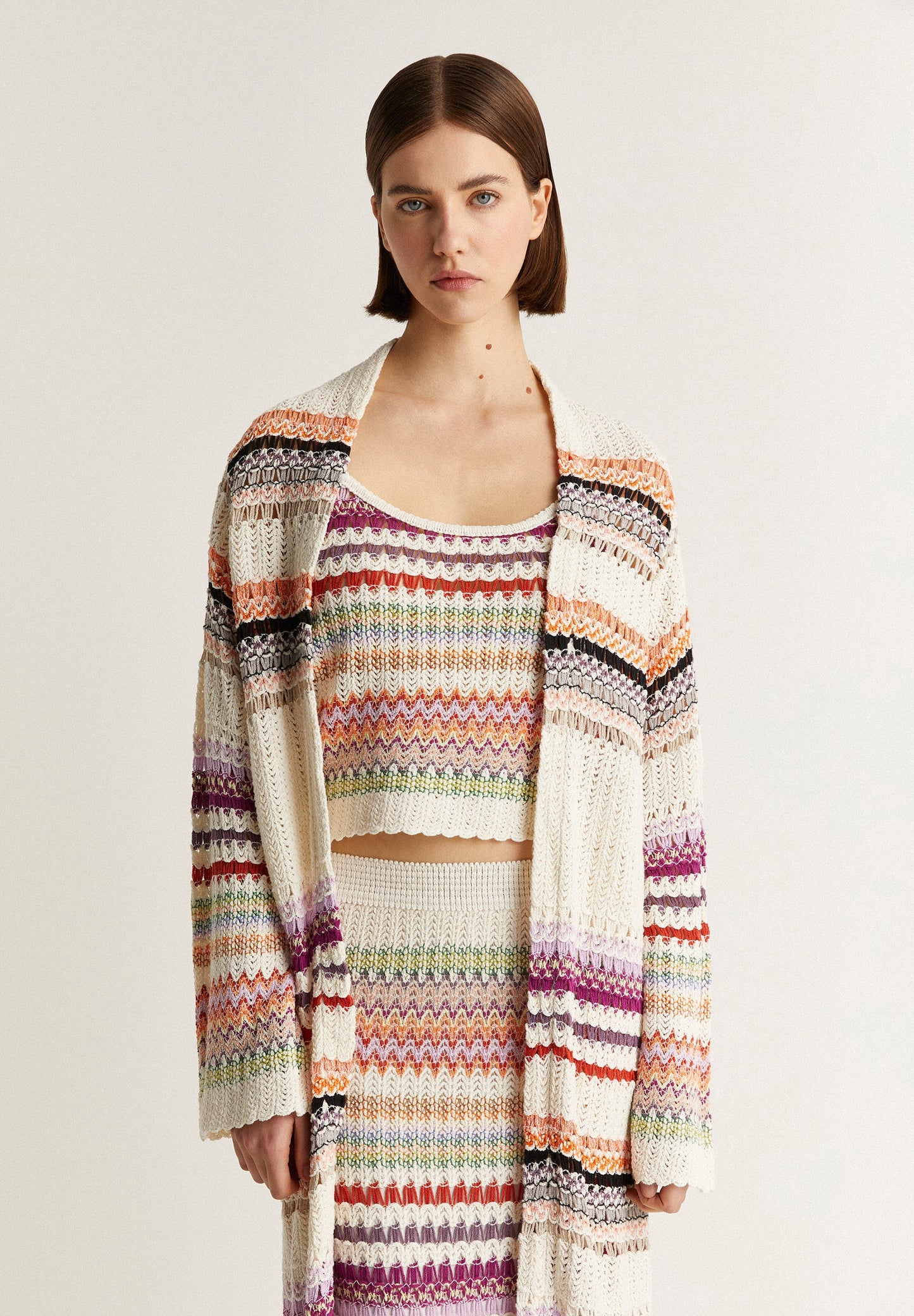MULTICOLOURED CROCHET CARDIGAN