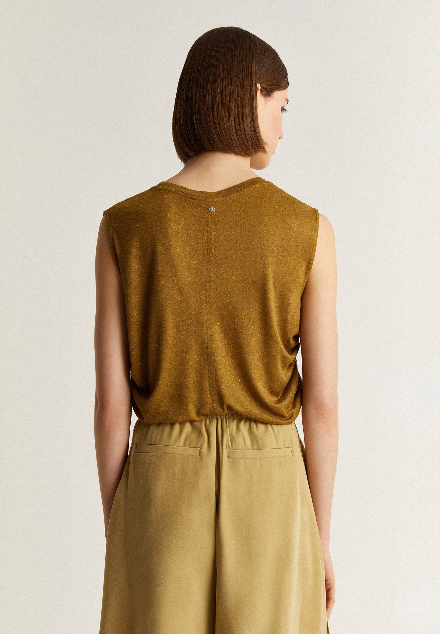 SIDE GATHERED LUREX T-SHIRT