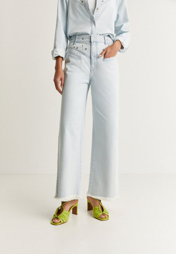 CULOTTE JEANS WITH STUD DETAIL