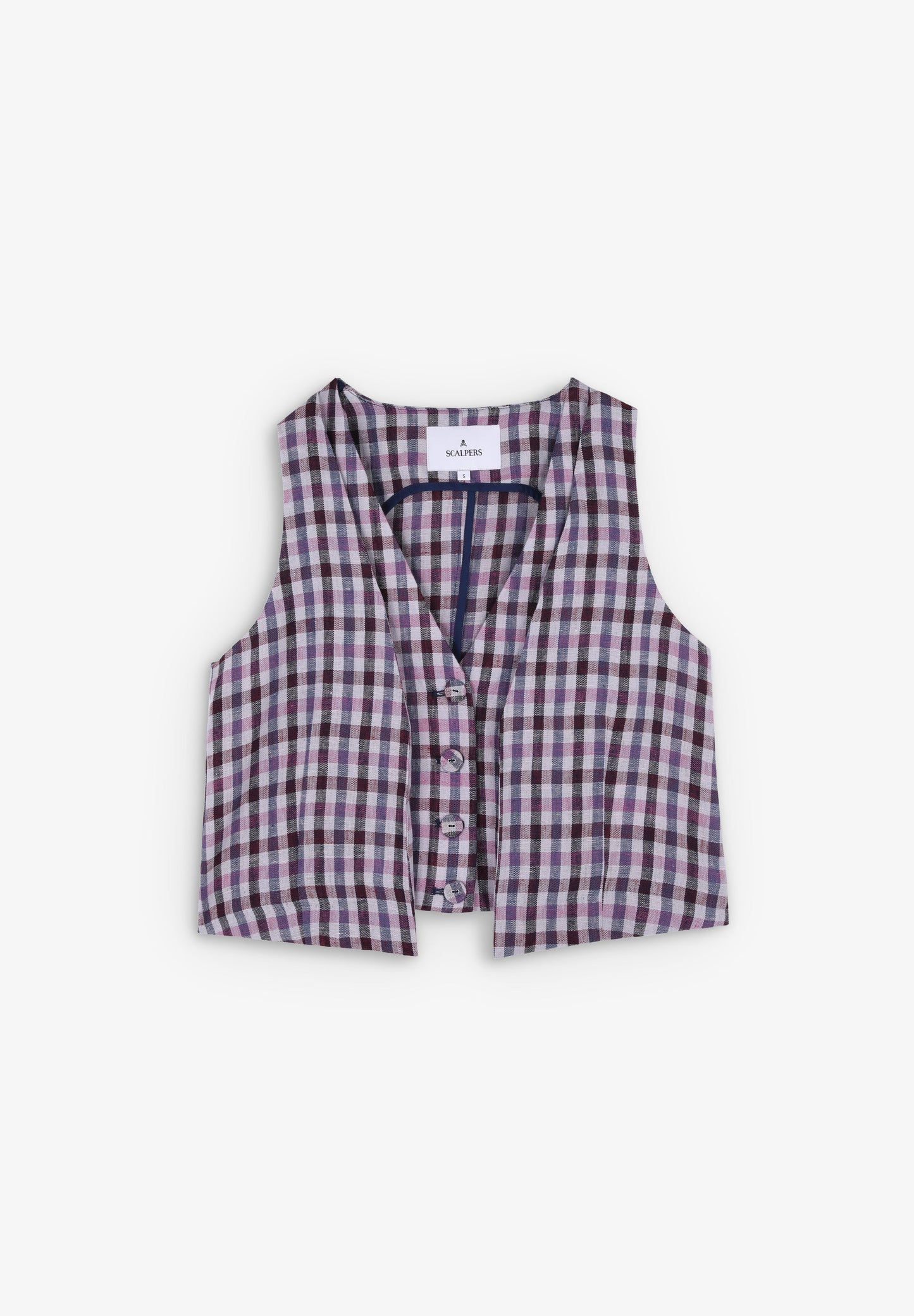 DOUBLE LAPEL GINGHAM GILET