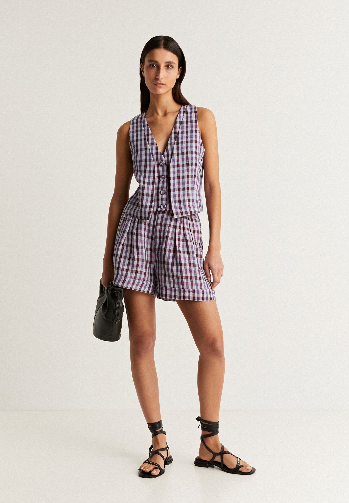 GINGHAM DART BERMUDA SHORTS