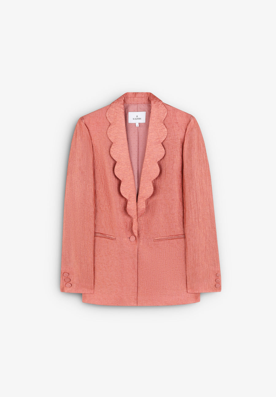 BLAZER WITH LAPELS SCALLOPED DETAIL