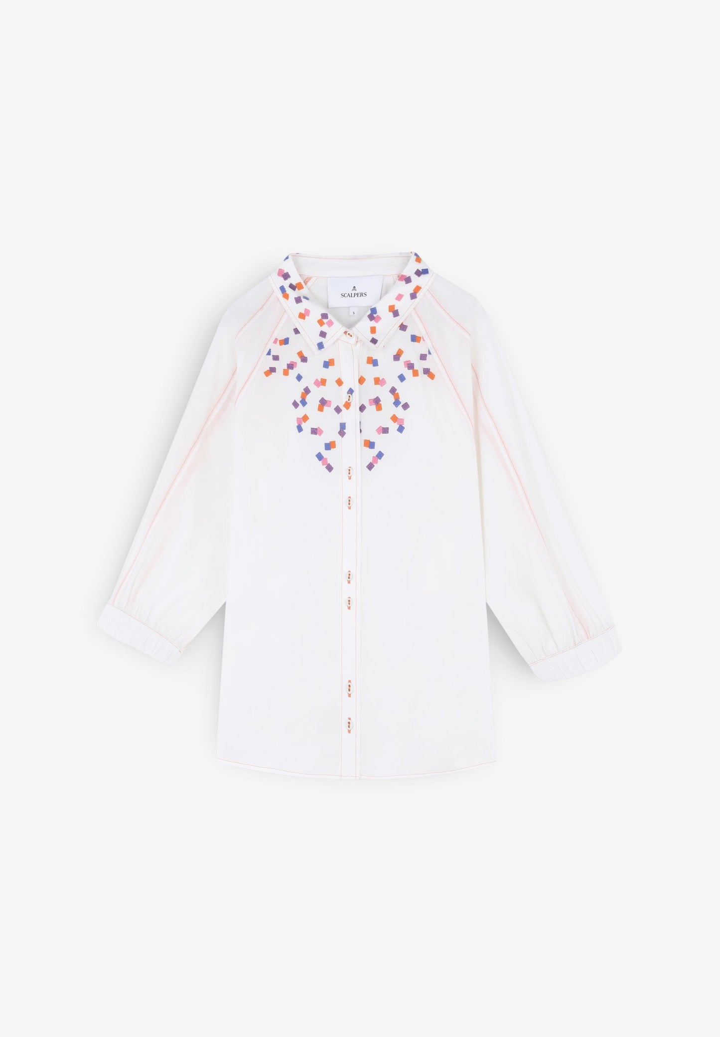 SHIRT WITH EMBROIDERED DETAIL AND SQUARE DESIGN