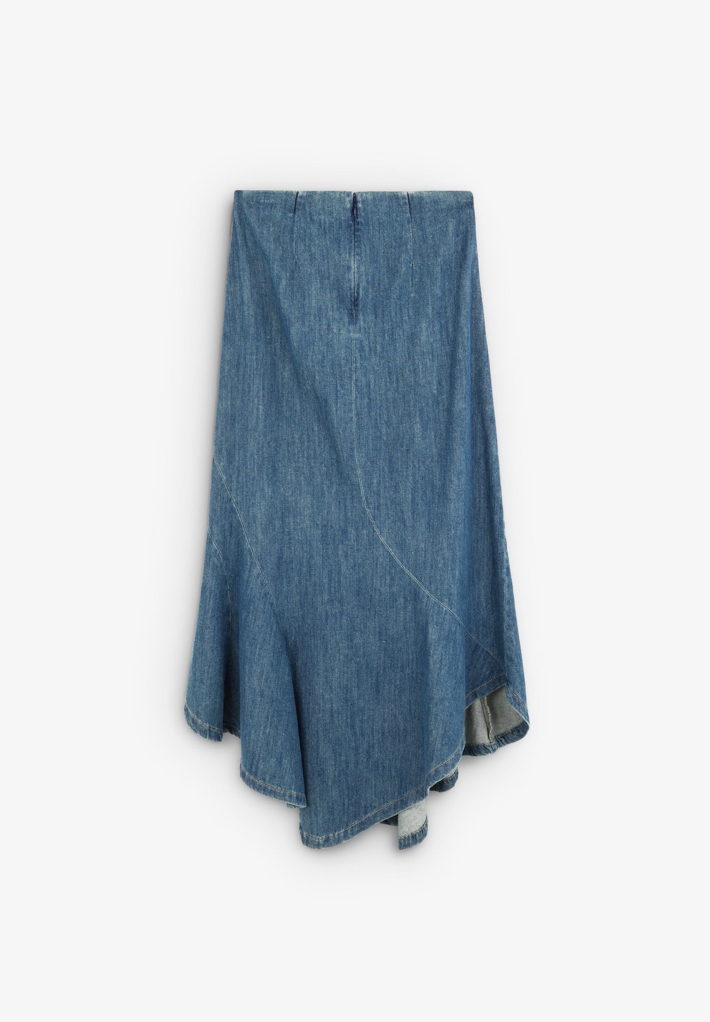 DENIM MIDI SKIRT WITH FLOUNCE HEM