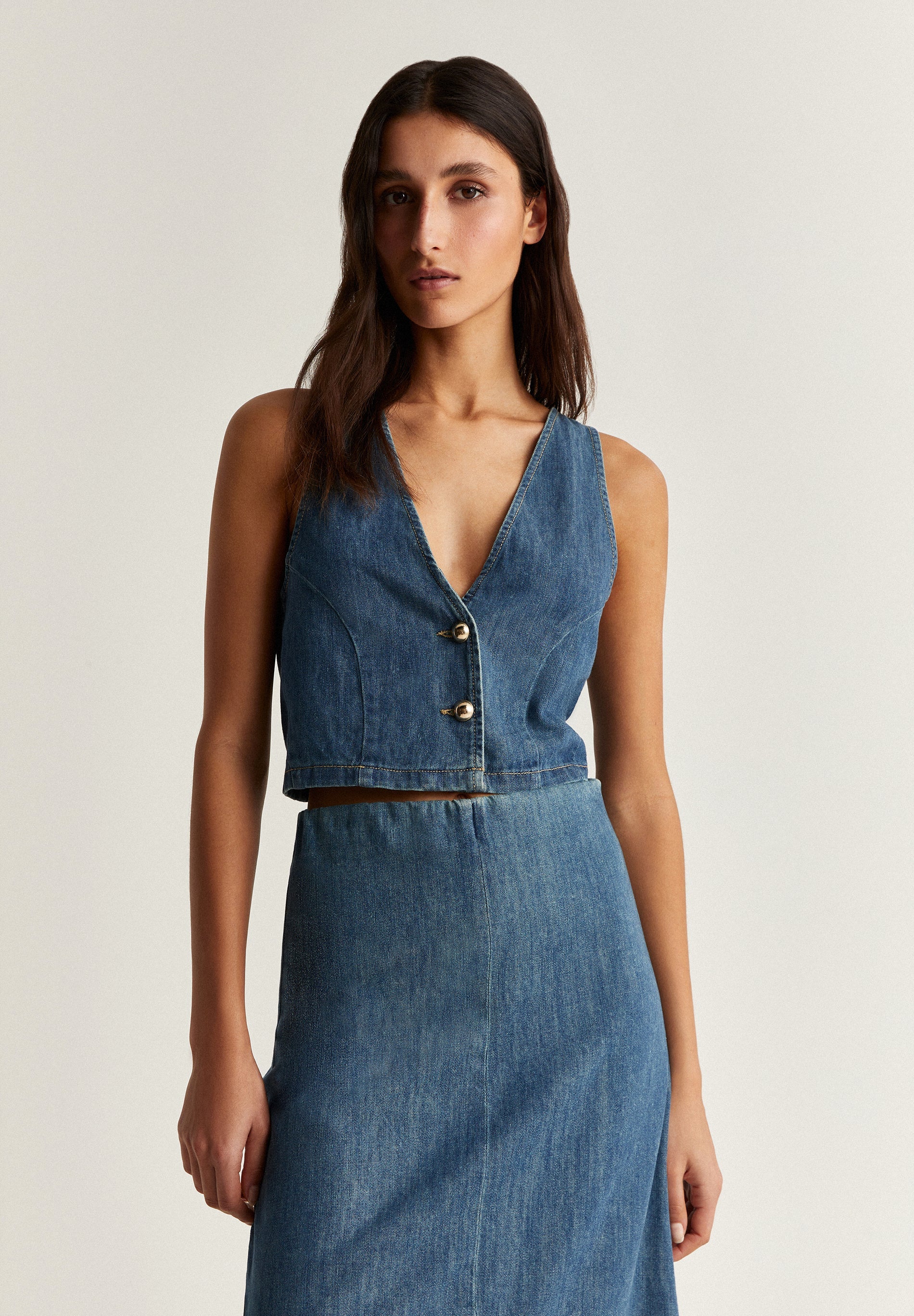 CROPPED DENIM GILET