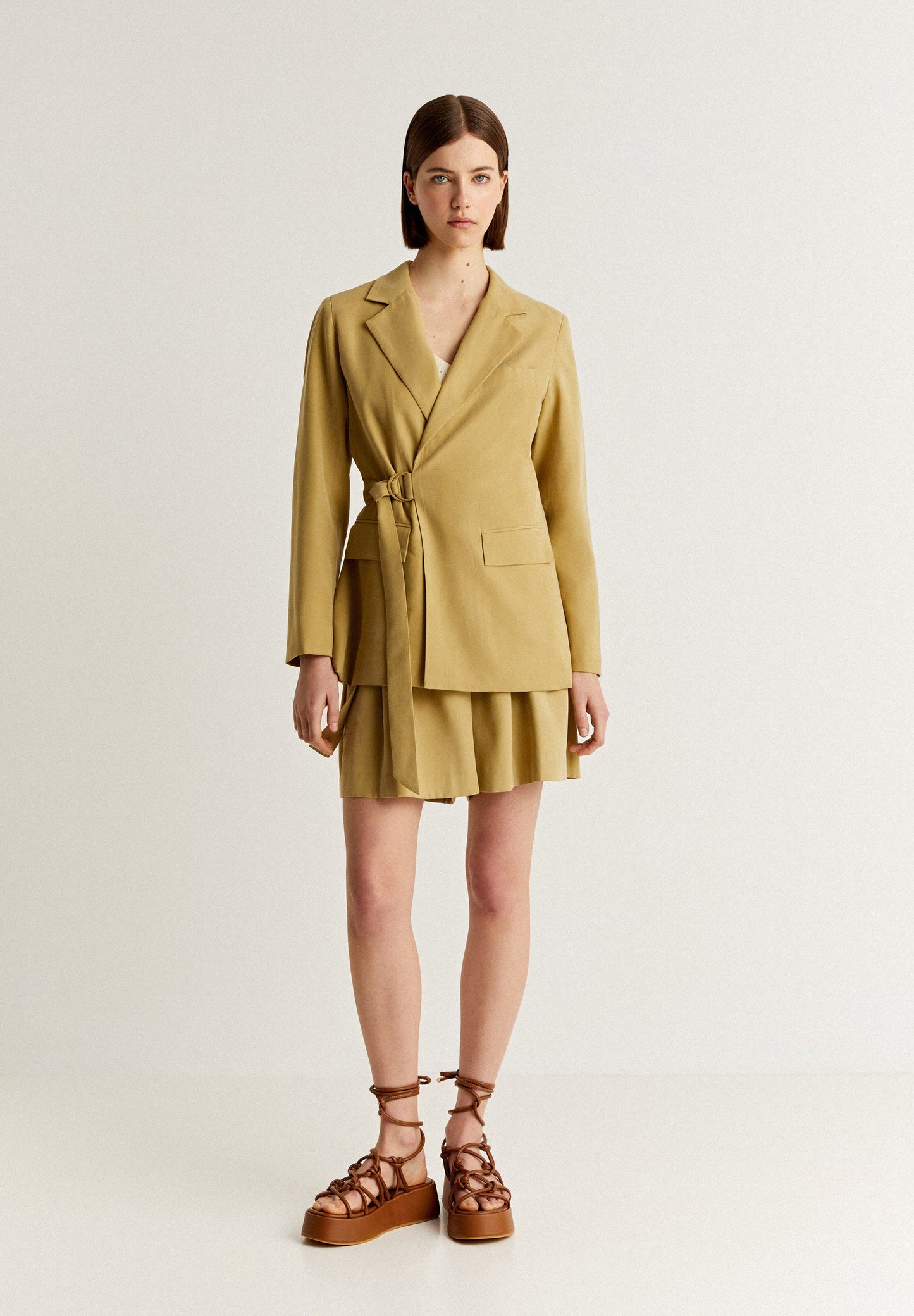 TENCEL BERMUDA SHORTS WITH BELT DETAIL