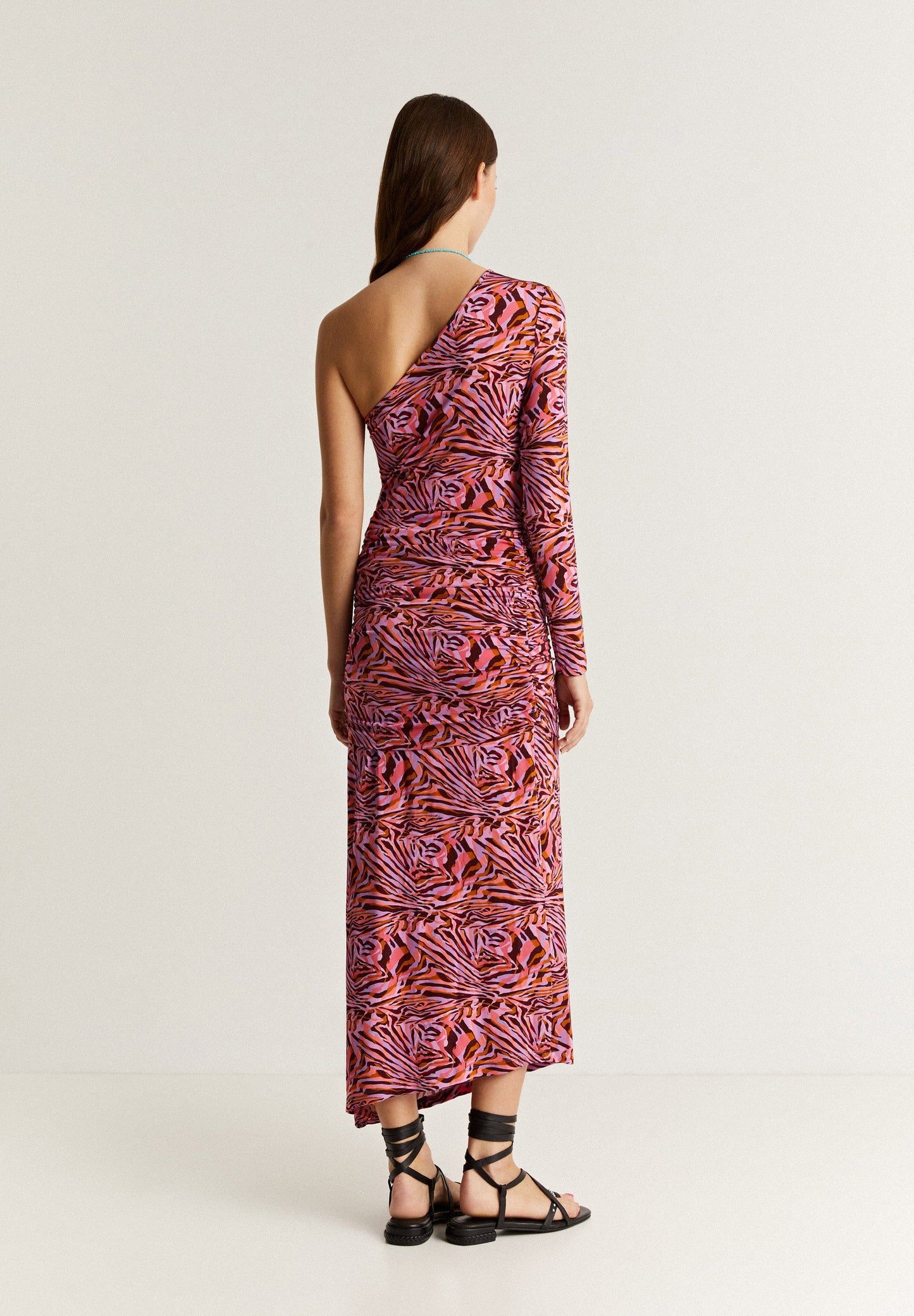 GATHERED ASYMMETRIC DRESS