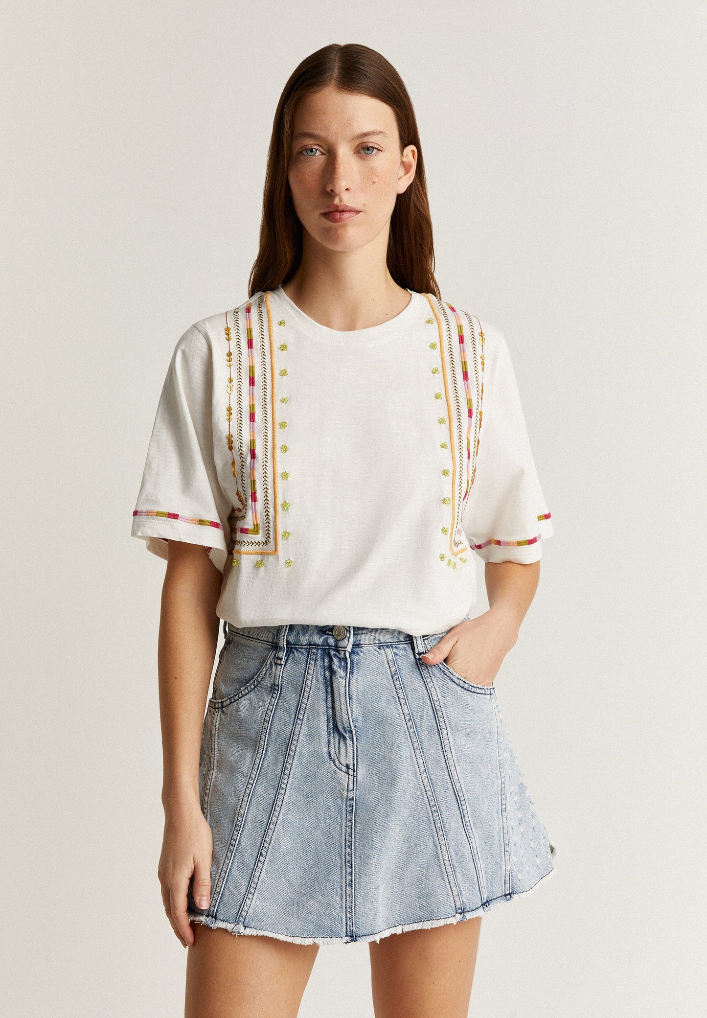 EMBROIDERED ETHNIC T-SHIRT