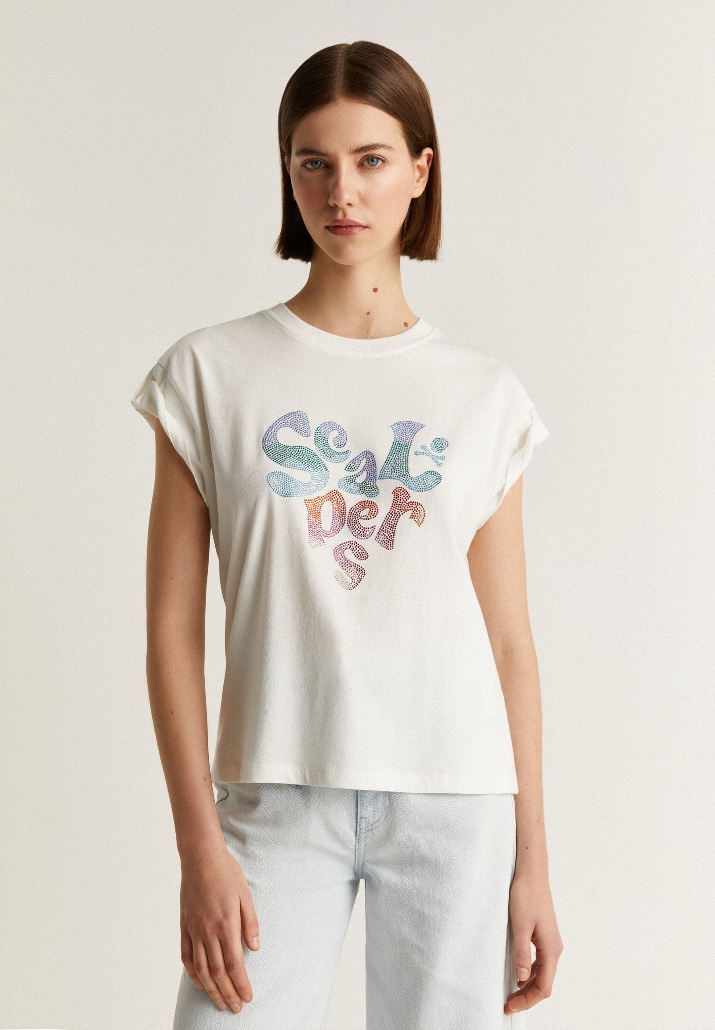 T-SHIRT WITH CRYSTAL LOGO