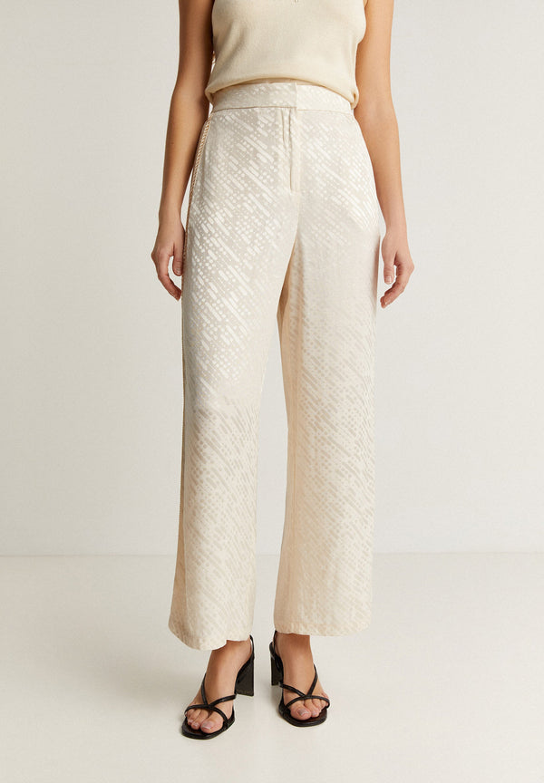 JACQUARD TROUSERS WITH METALLIC DETAILS