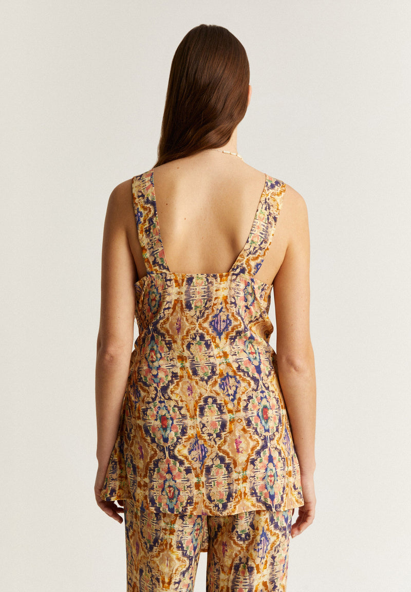 PRINTED WAISTCOAT WITH SIDE KNOT