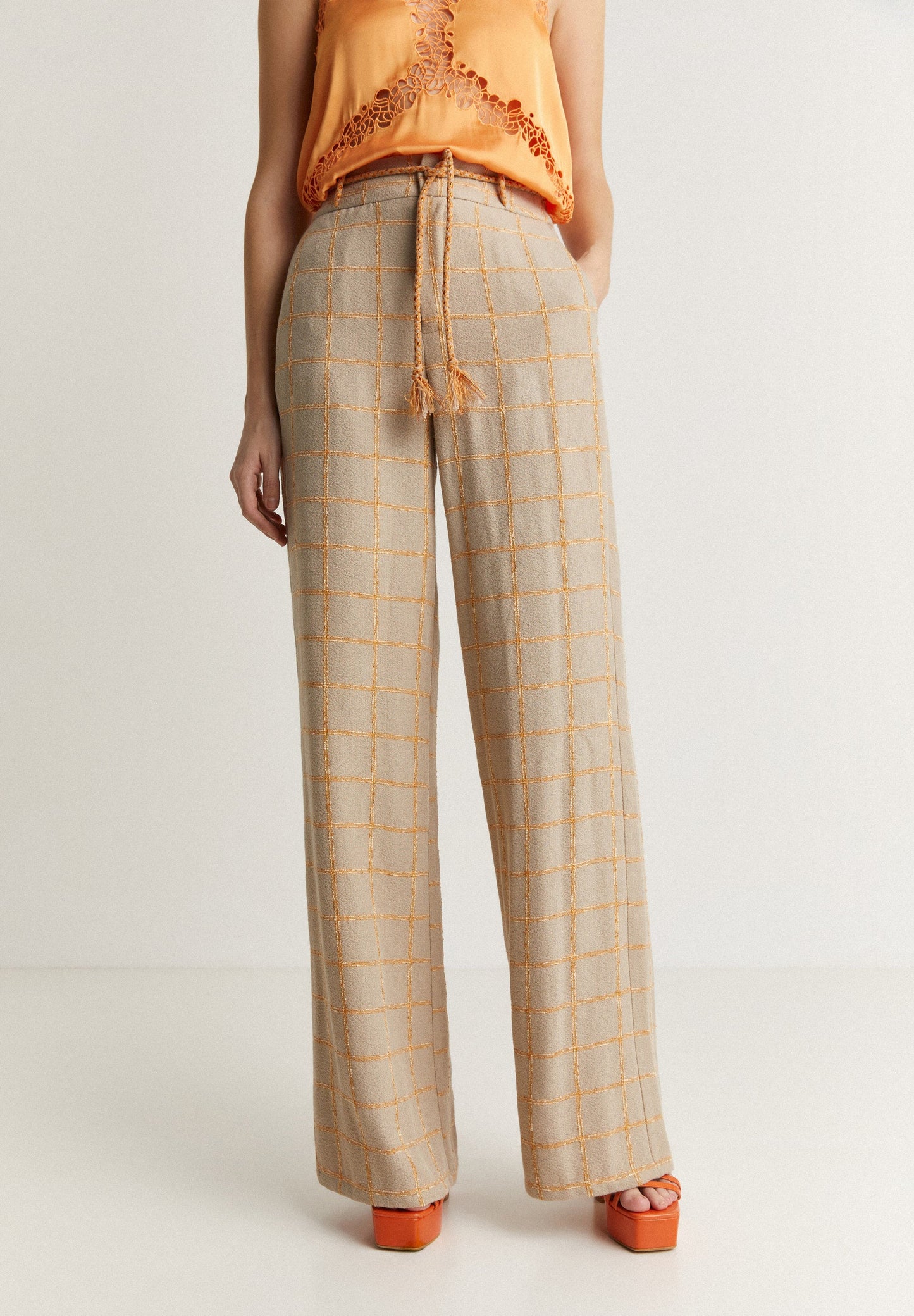 FLOWING CHECKED TROUSERS