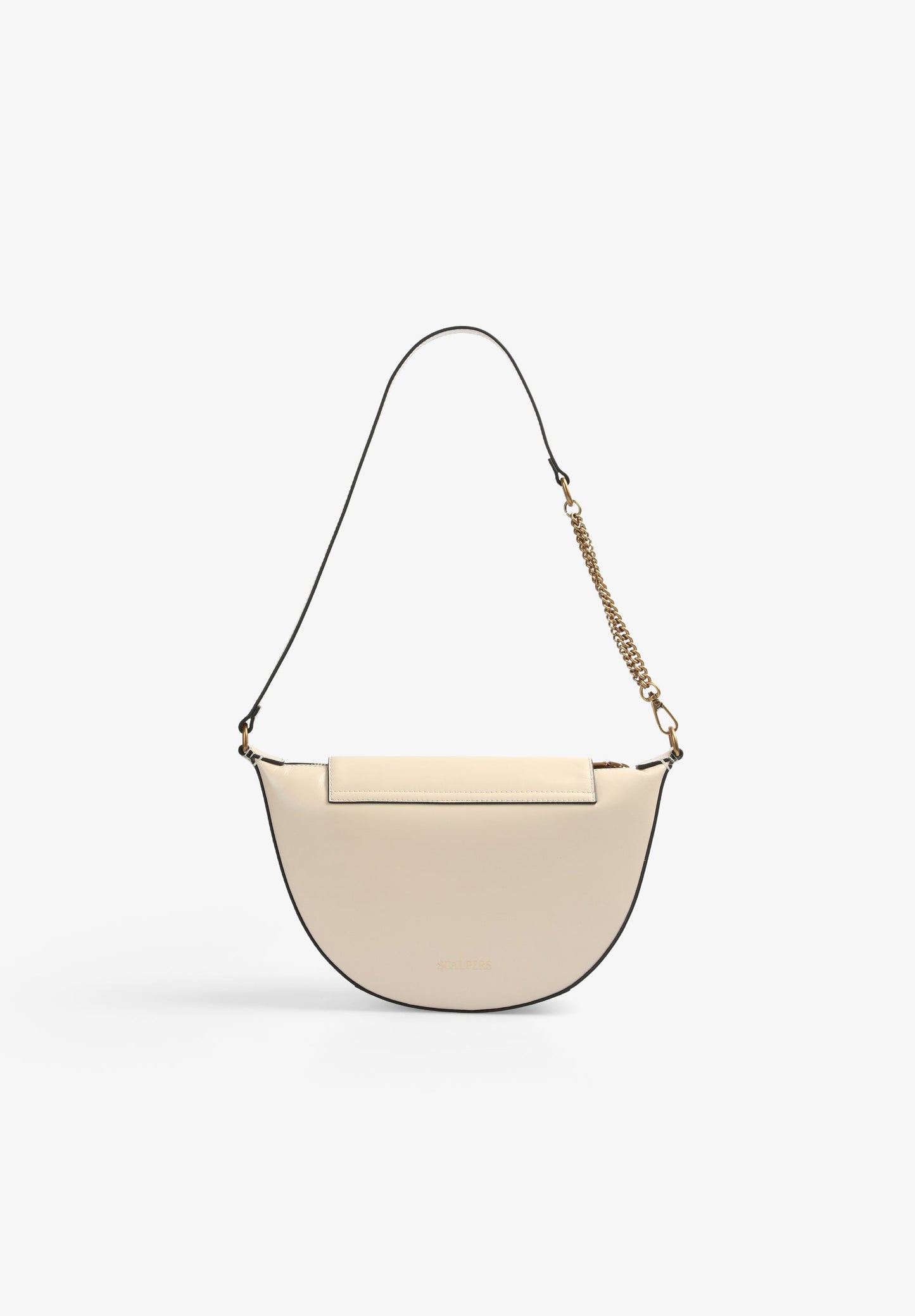 HALF-MOON LEATHER BAG WITH RHINESTONES