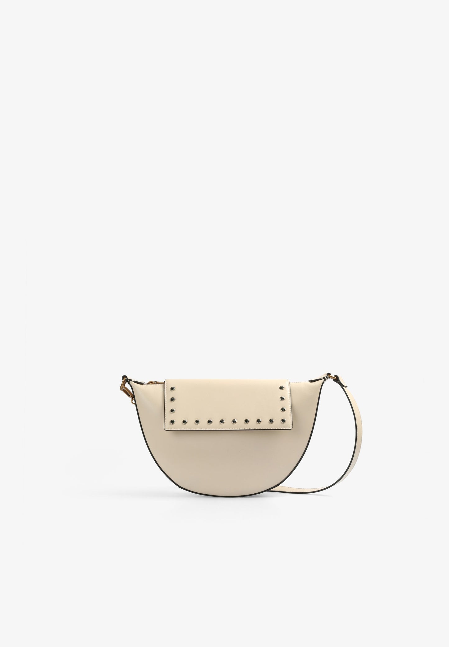 HALF-MOON LEATHER BAG WITH RHINESTONES