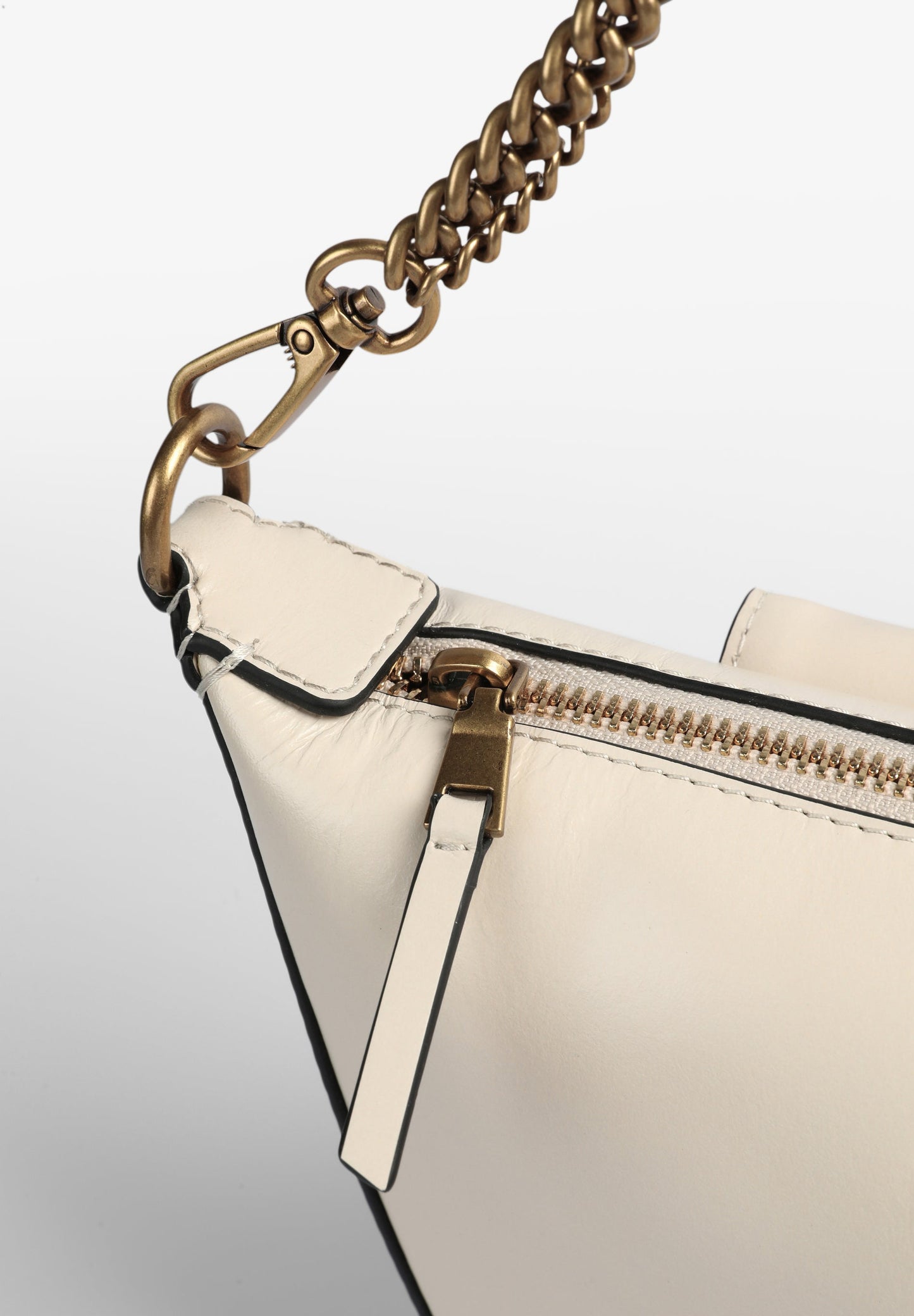 HALF-MOON LEATHER BAG WITH RHINESTONES