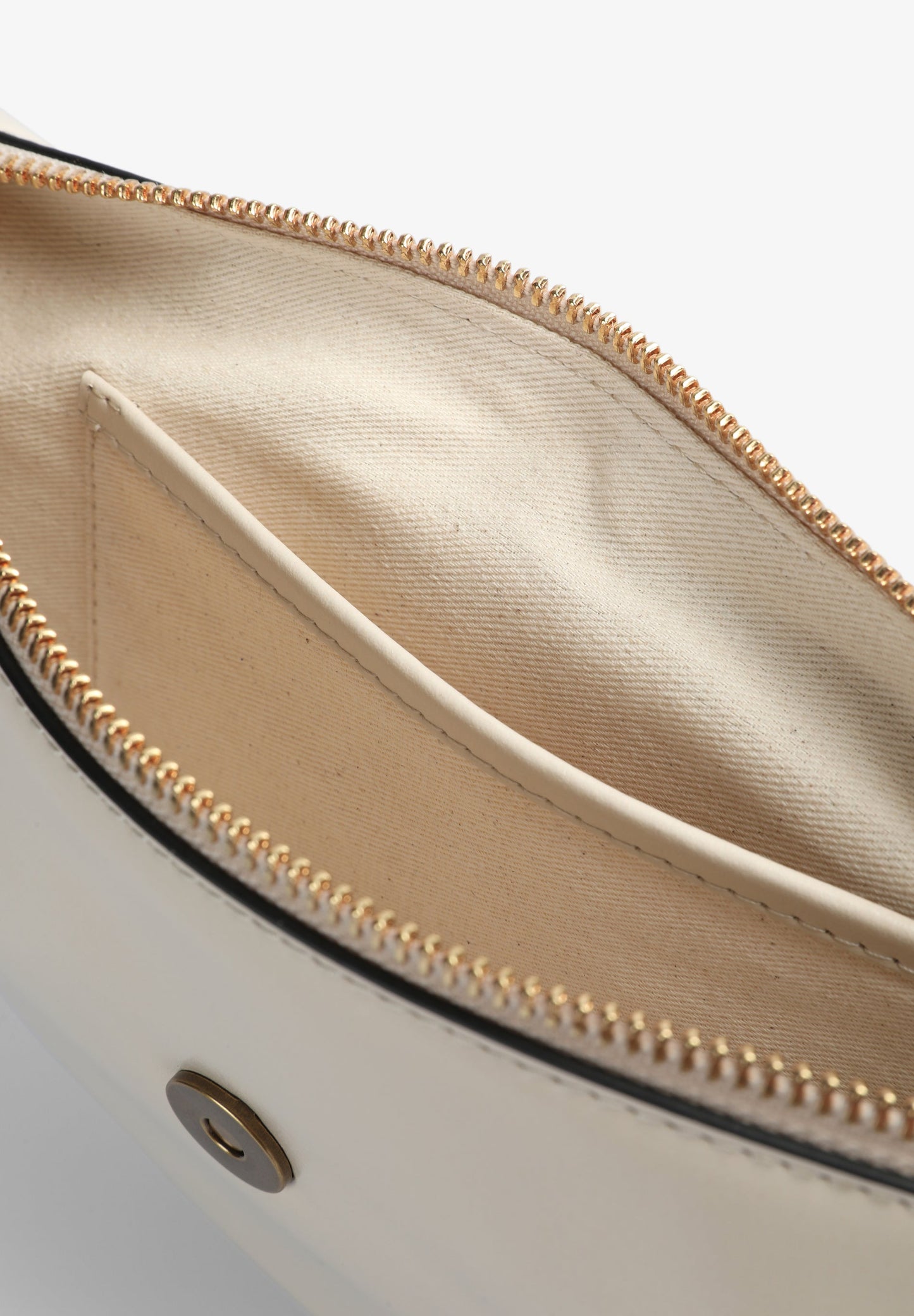 HALF-MOON LEATHER BAG WITH RHINESTONES