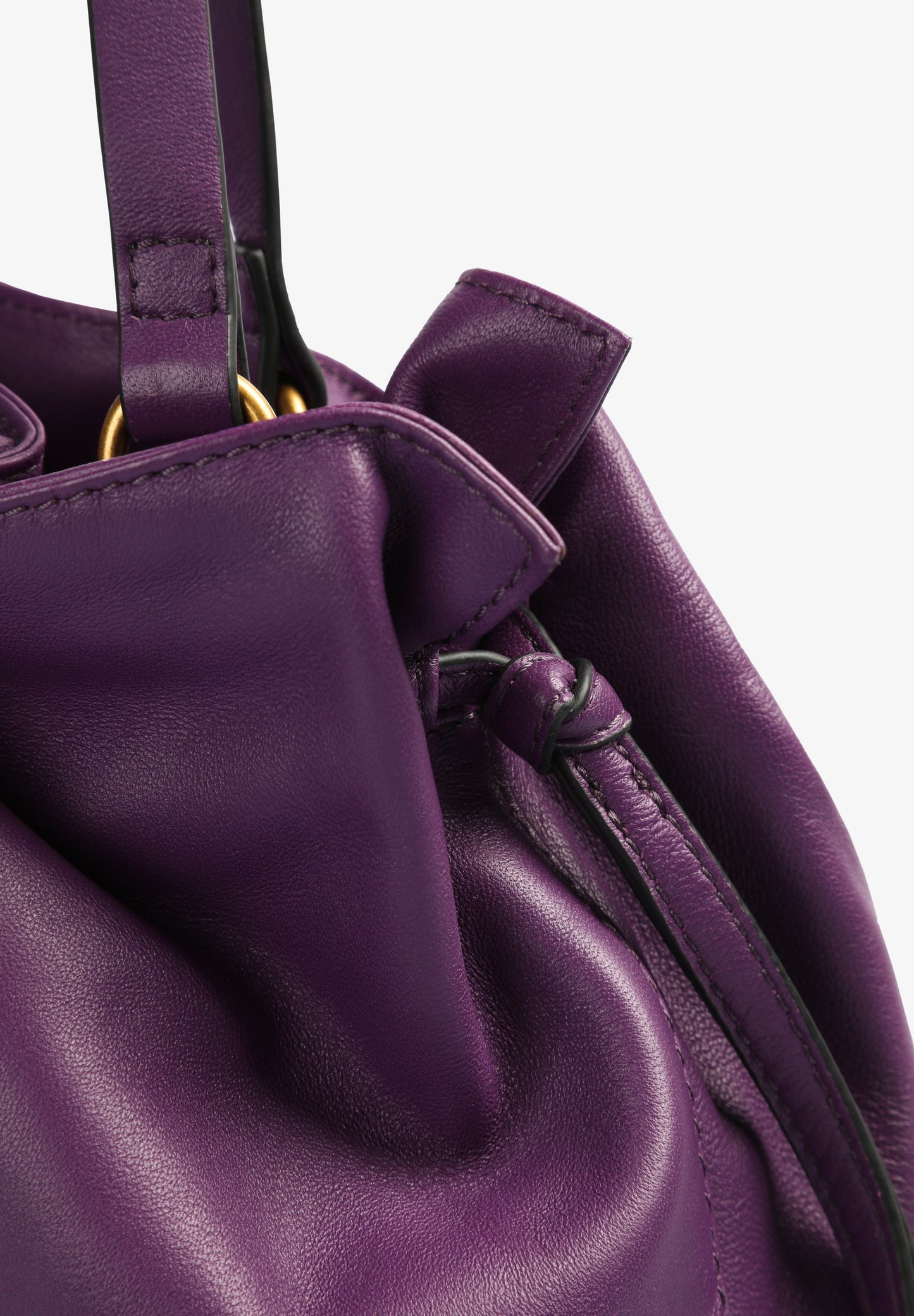 LEATHER SHOULDER BAG WITH GATHERED DETAILS