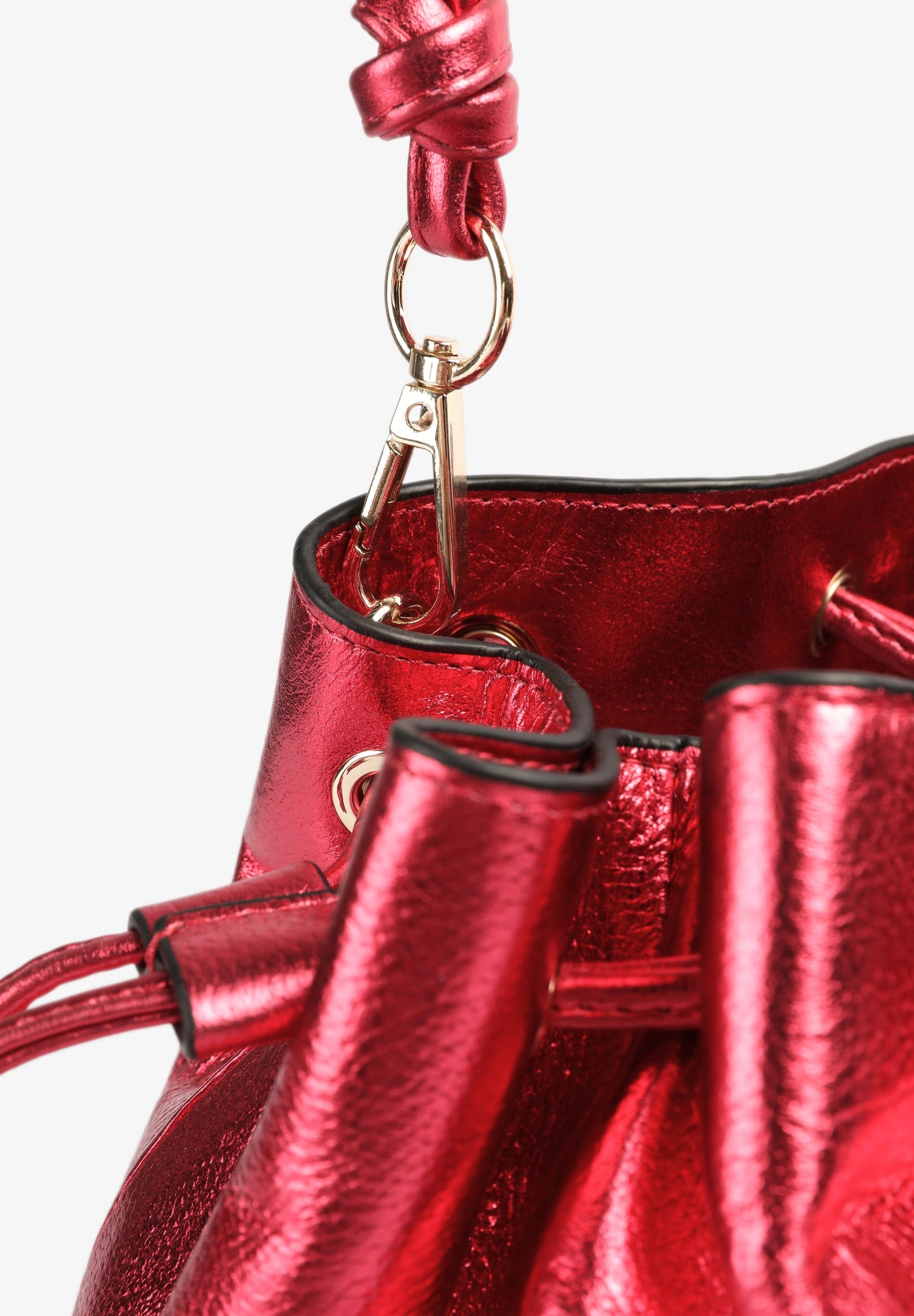 METALLIC LEATHER BOWLER BAG