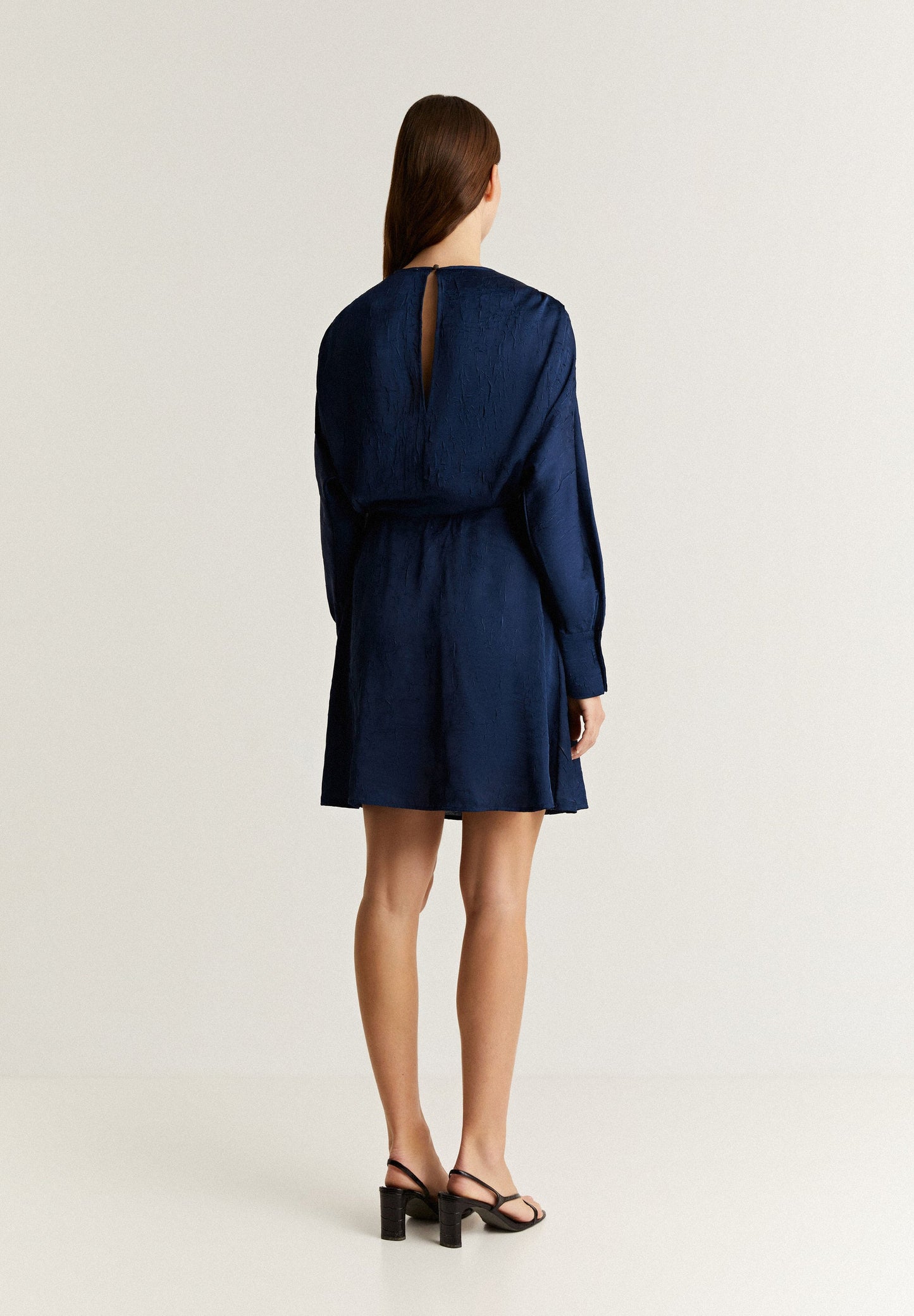 CRINKLE EFFECT SATIN MINI DRESS