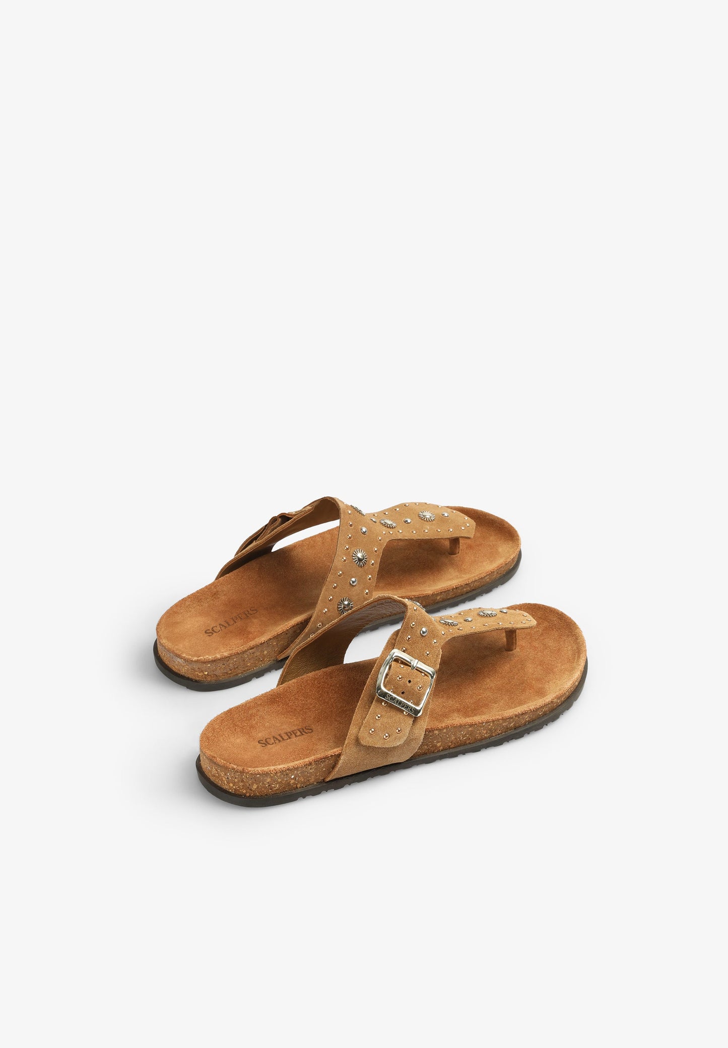 FLAT SUEDE SANDALS WITH STUDS