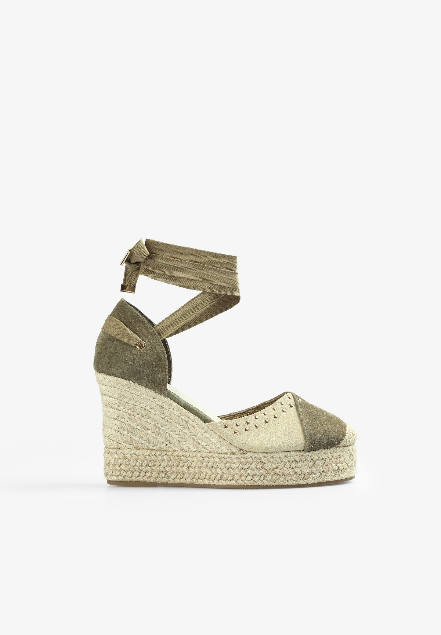 SUEDE WEDGE ESPADRILLES WITH STUDS