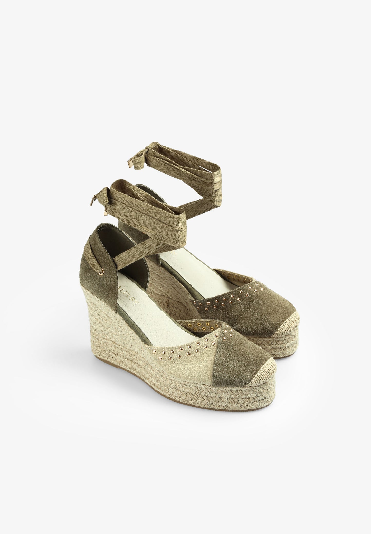 SUEDE WEDGE ESPADRILLES WITH STUDS