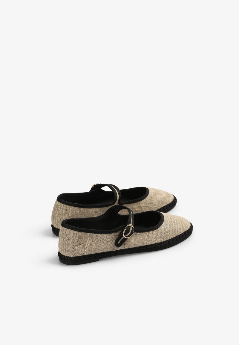 LINEN SLIPPERS WITH CONTRAST DETAILS
