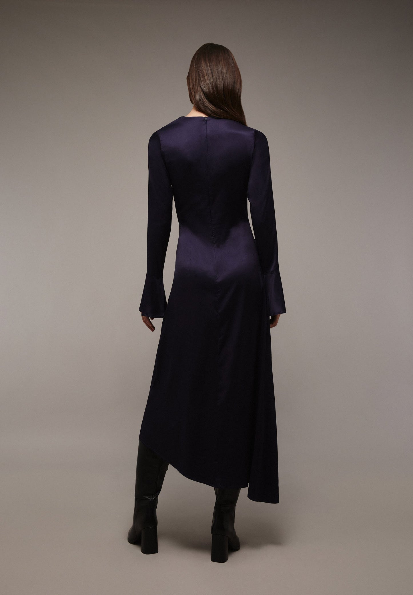 SATIN MIDI DRESS WITH SLITS