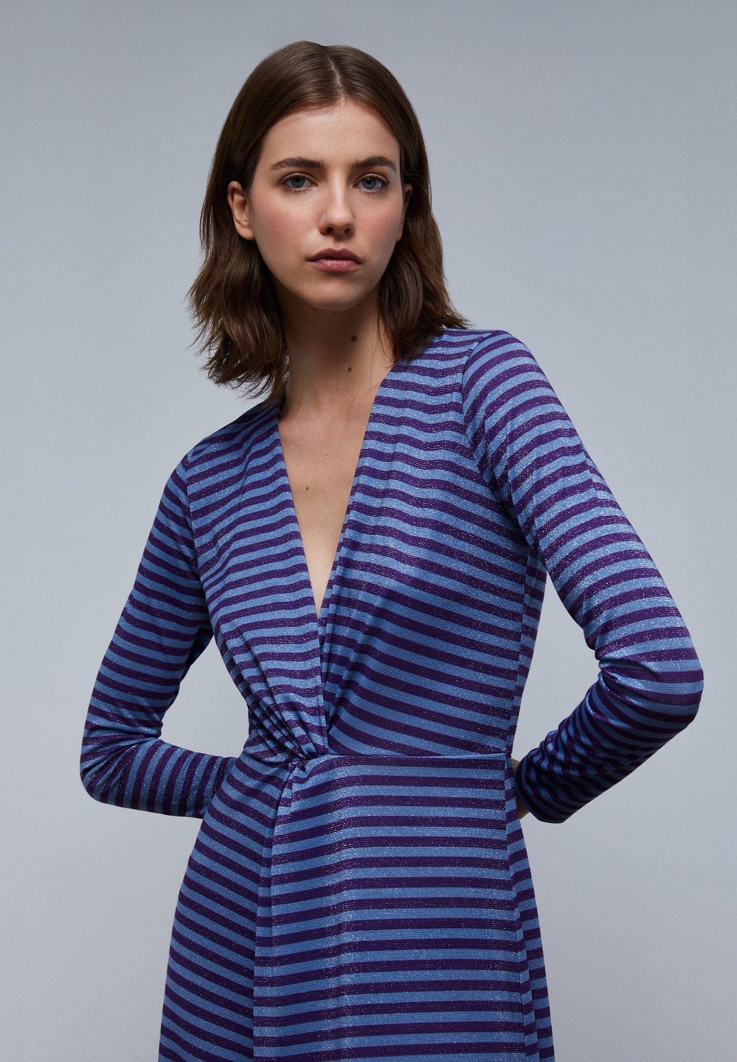 STRIPED DRESS WITH LUREX