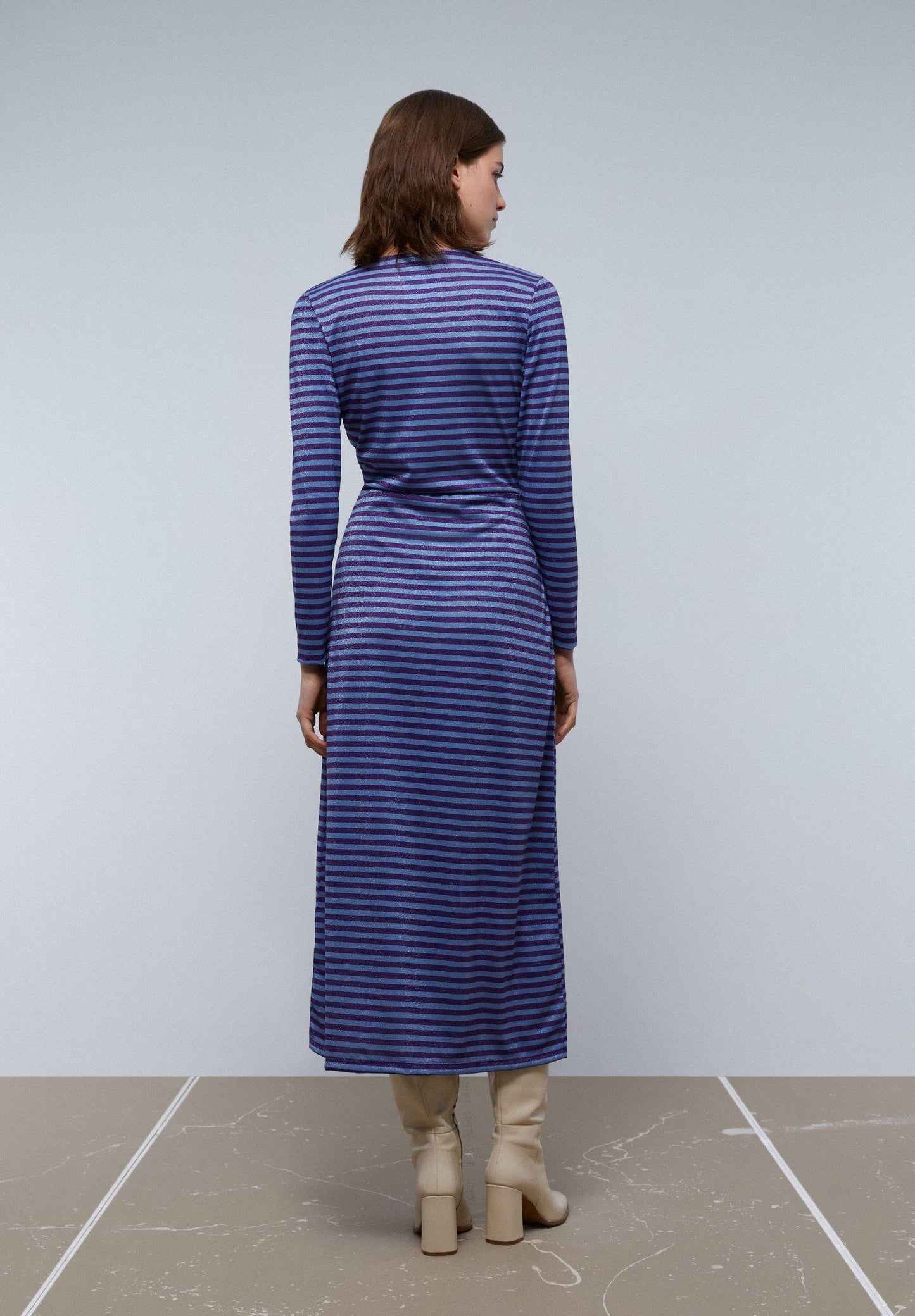 STRIPED DRESS WITH LUREX