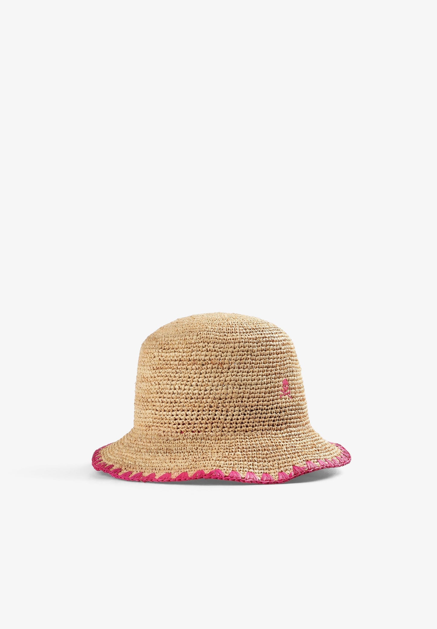 RAFFIA HAT WITH CONTRAST TOPSTITCHING