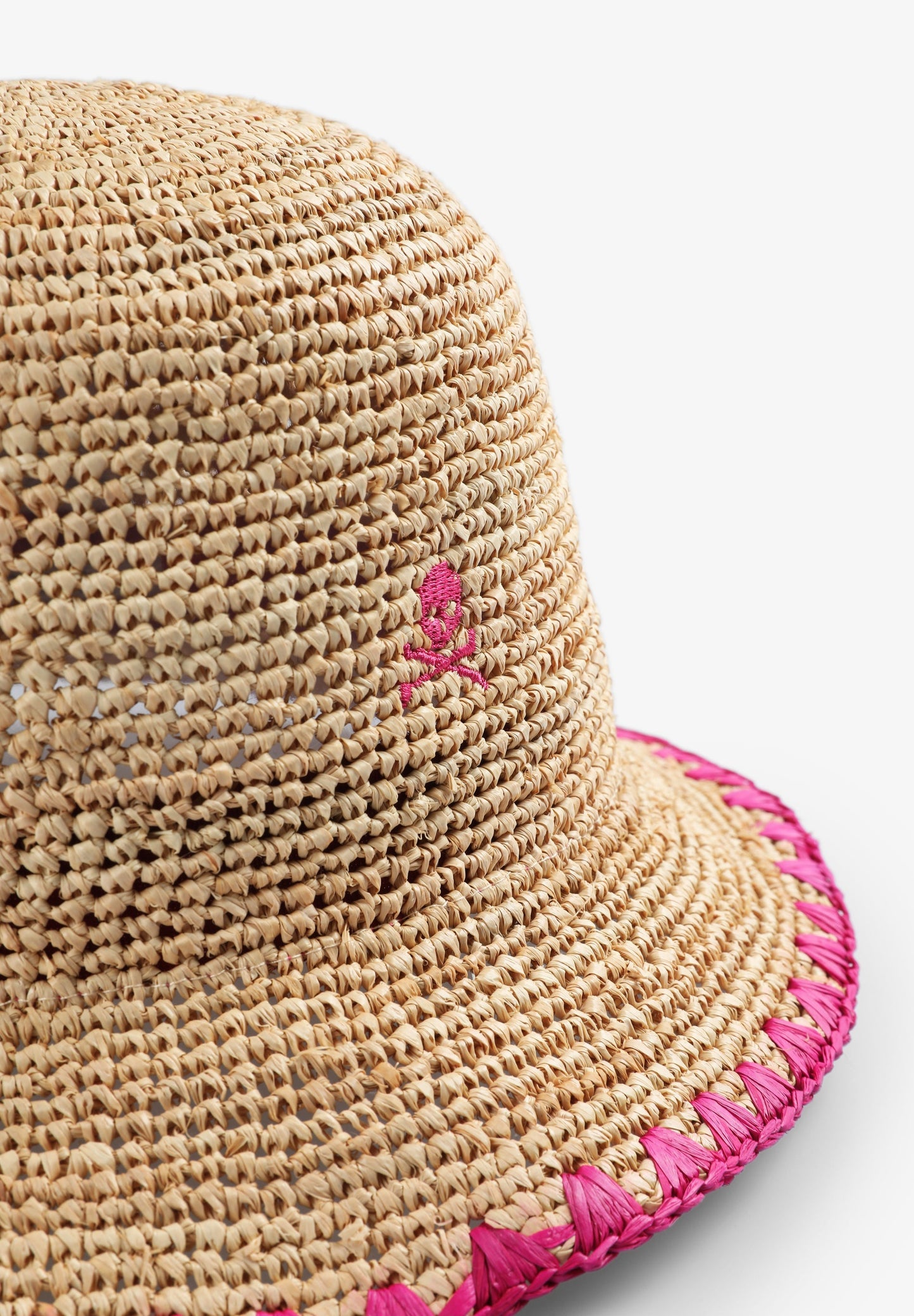 RAFFIA HAT WITH CONTRAST TOPSTITCHING