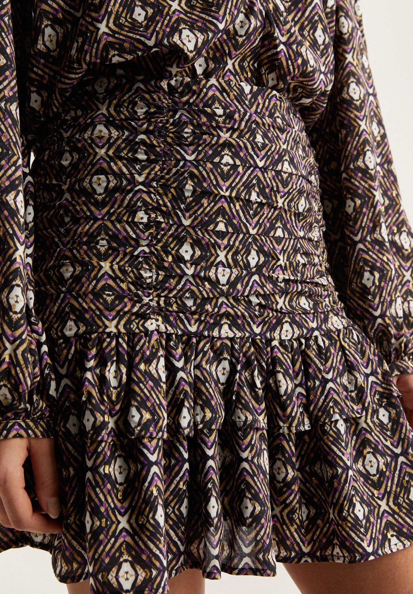 GATHERED MINI SKIRT WITH RUFFLES