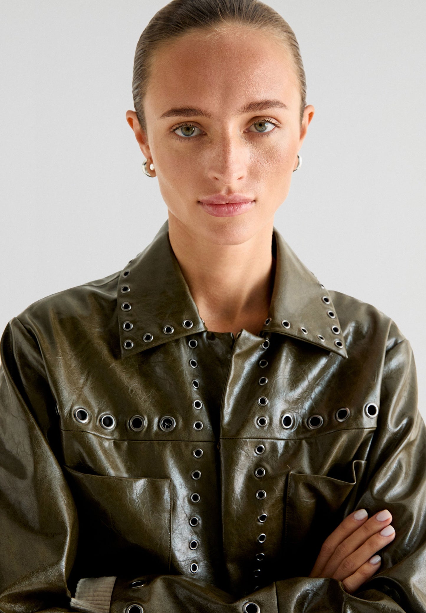 WAXED JACKET WITH EYELETS