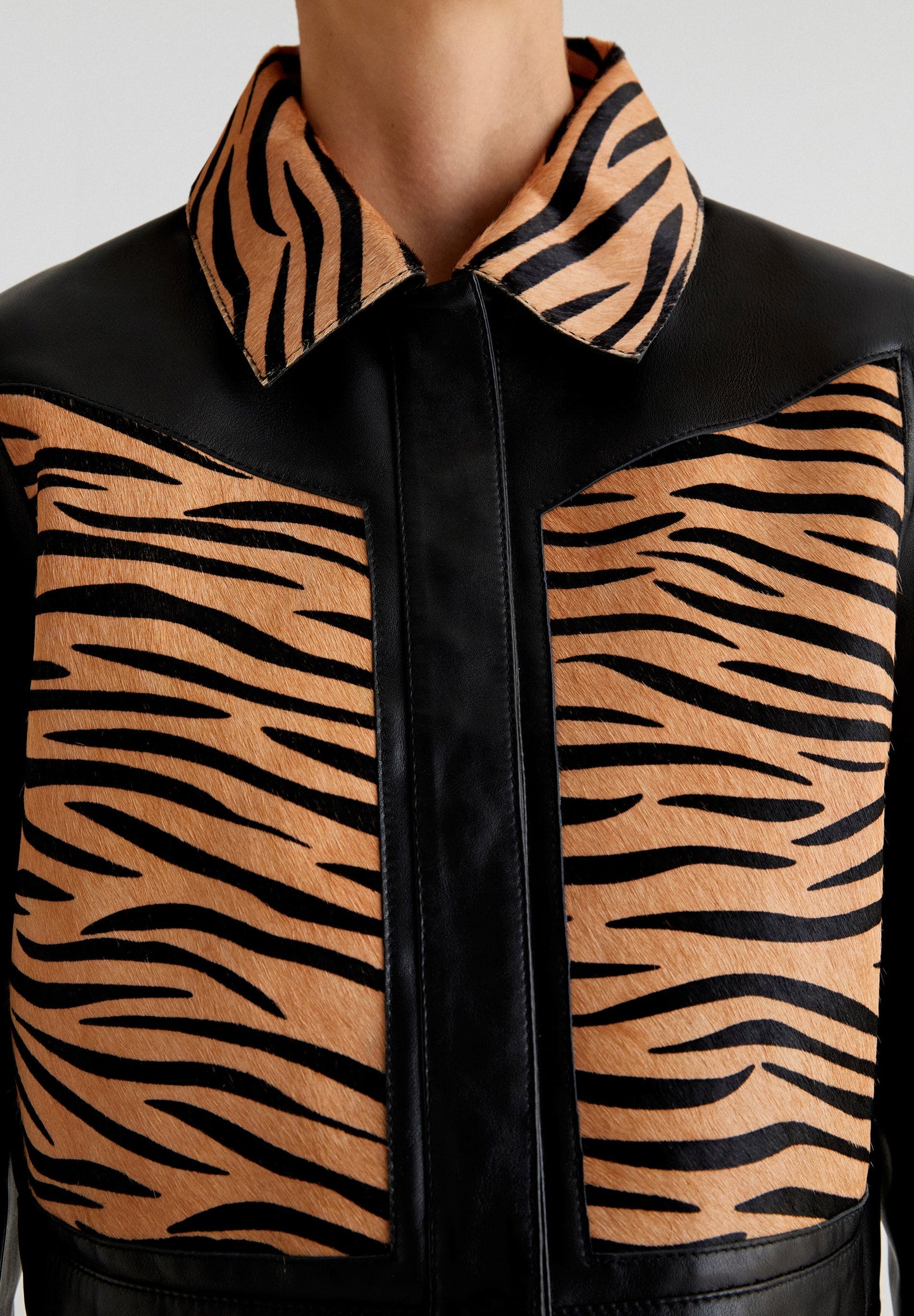 LEATHER JACKET WITH ZEBRA DETAIL