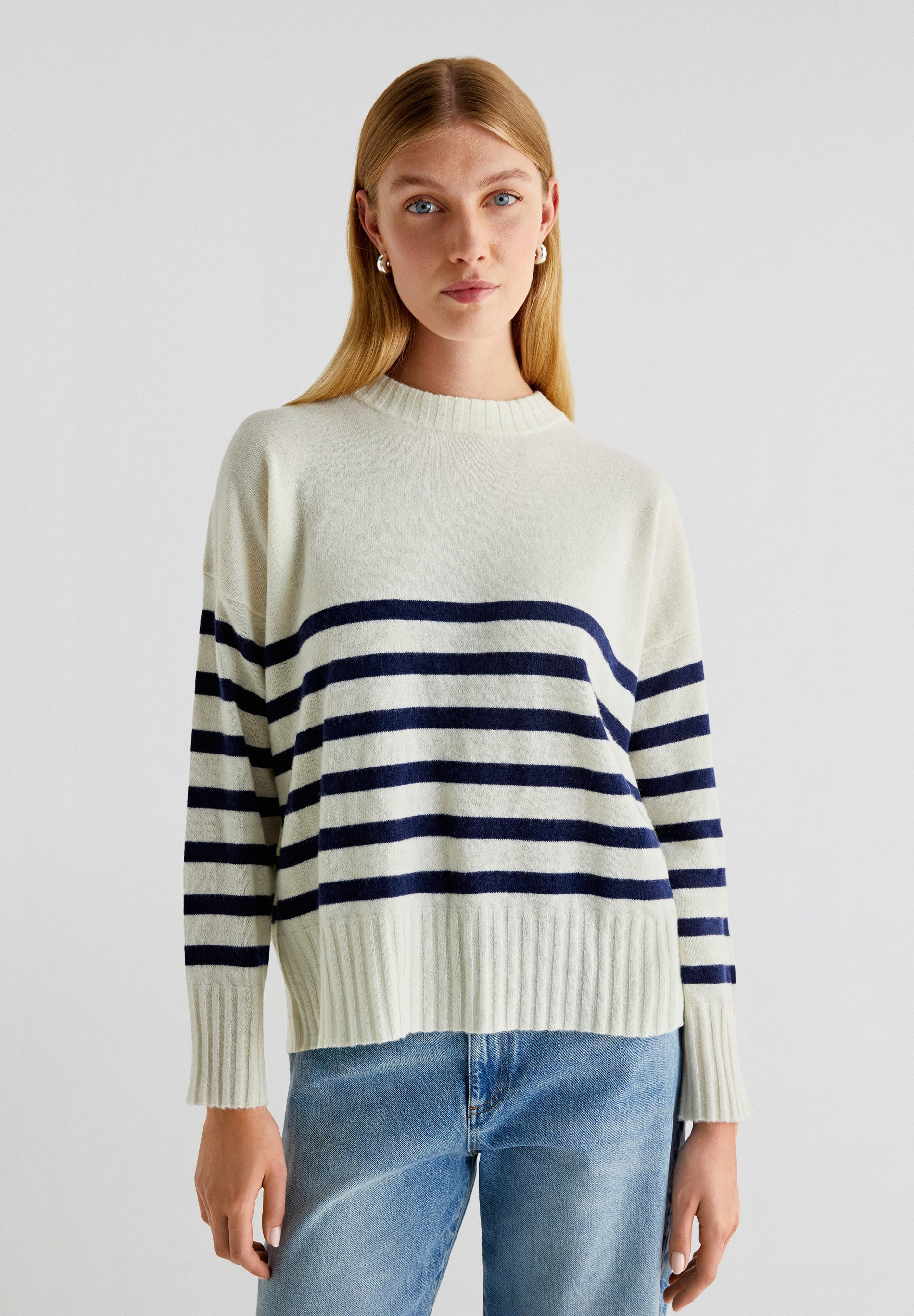 STRIPED SWEATER WITH CROSSED BACK